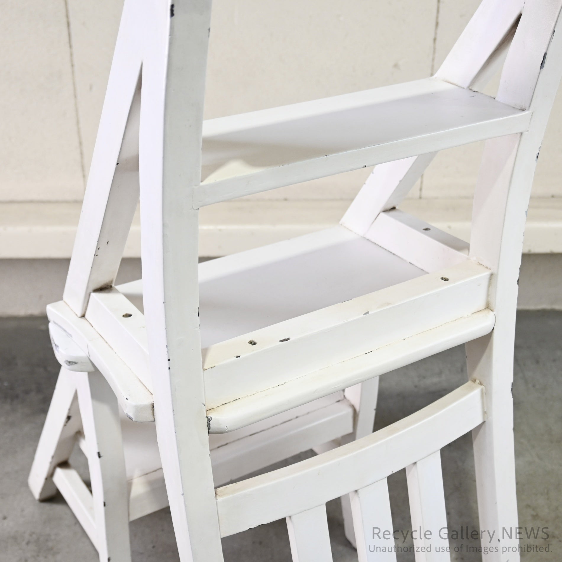 Vintage Foldable Library Step Chair White / ヴィンテージ 折りたたみ ライブラリー ステップ チェア 白
