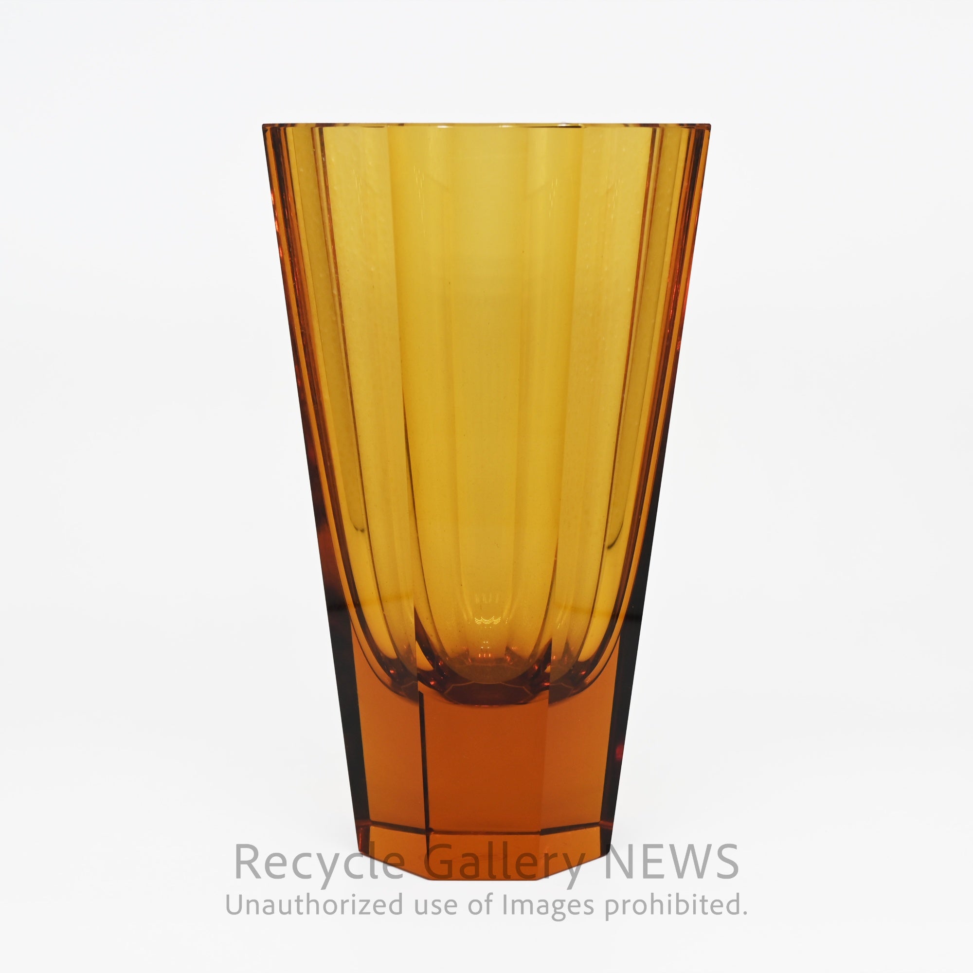 MOSER Czech Amber Potash Glass Flower Vase Artisan Craftsmanship / モーゼル ガラスフラワーベース アンバー チェコ カリガラス 花瓶 クラフツマンシップ