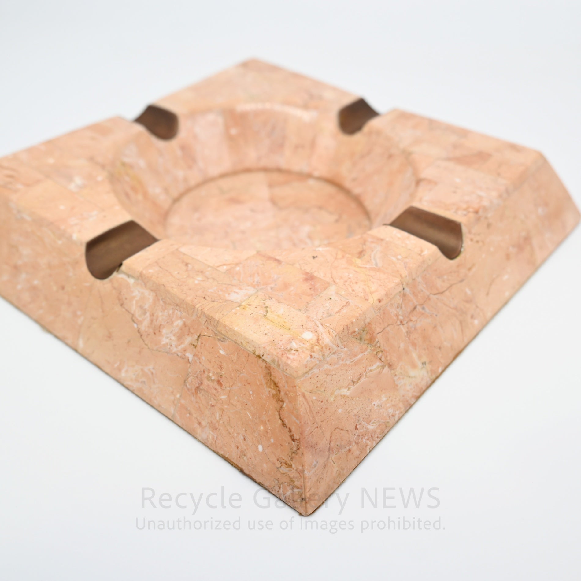 Pink Marble Look Stone Texture Ash Tray Square Mid-Century Modern / 大理石調 アッシュトレイ 灰皿 スクエアフォルム モダンインテリア ミッドセンチュリー ピンク マーブル