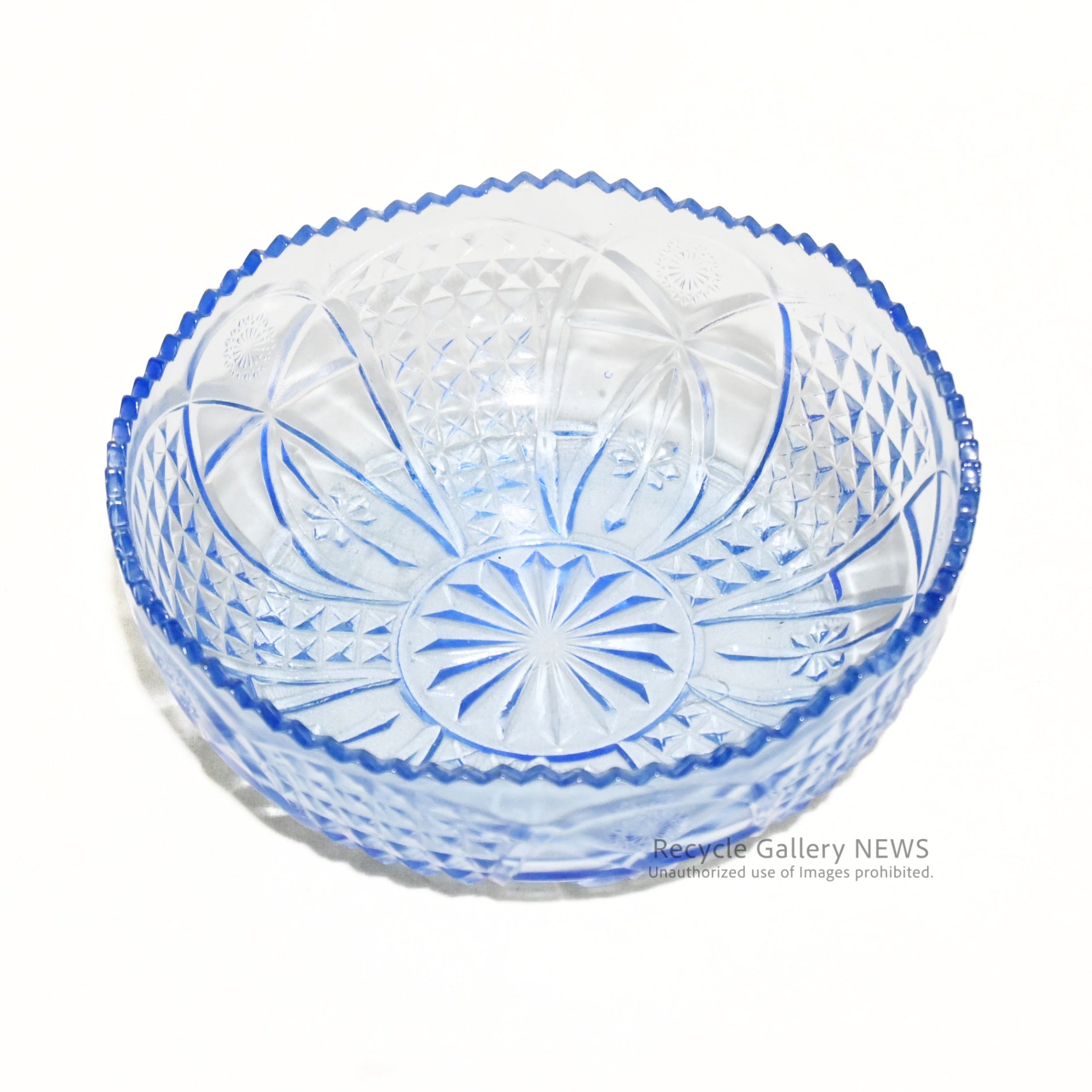 Pressed glass cut bowl Blue Japanese Taisho-Showa Retro Vintage / プレスガラス カットボウル ブルー 大正 昭和 レトロ ヴィンテージ