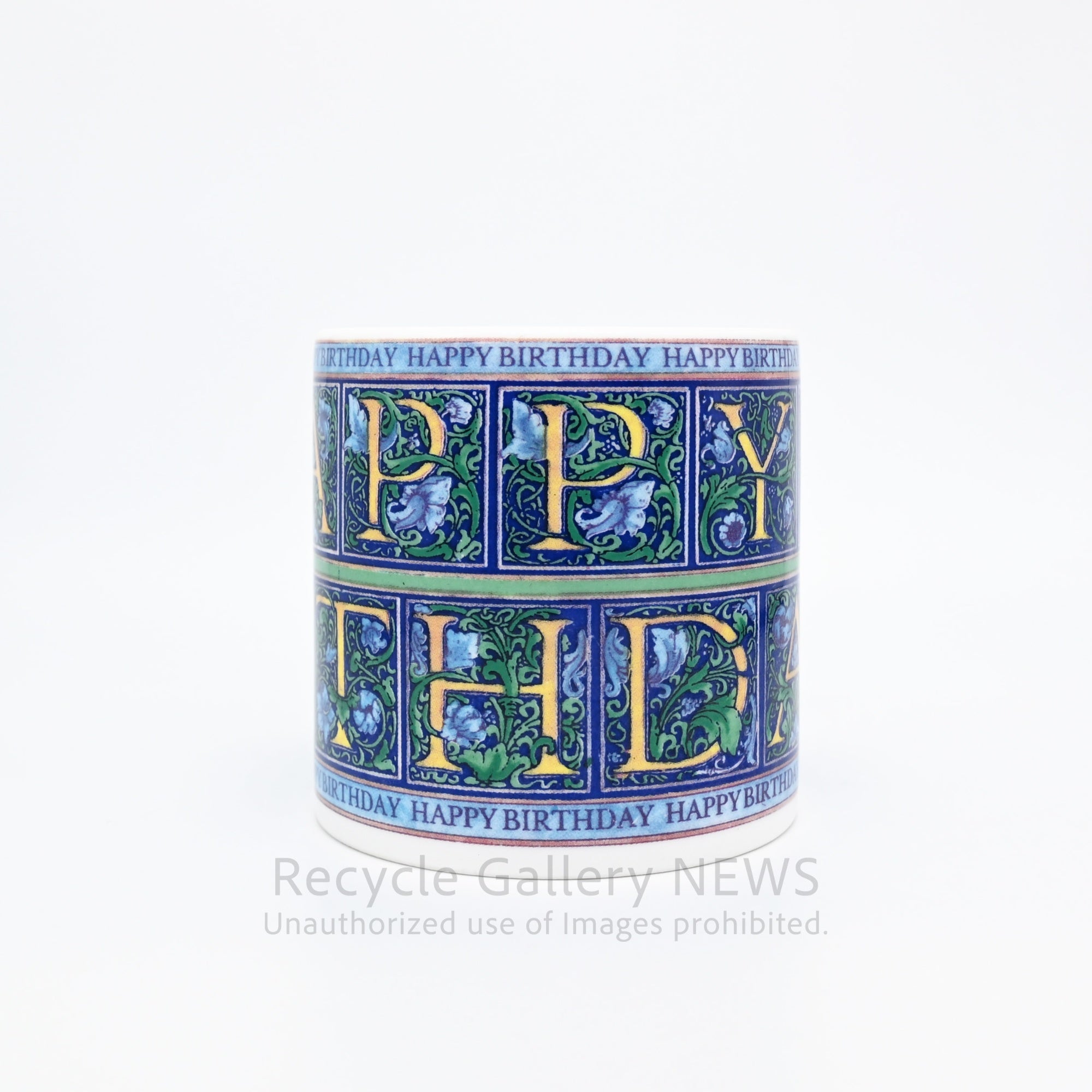 WEDGWOOD "HAPPY BIRTHDAY" Mug Cup Blue Botanical Pattern Bone China Giftware / ウェッジウッド ハッピーバースデイ マグカップ ブルー ボタニカル柄 ギフト ボーンチャイナ