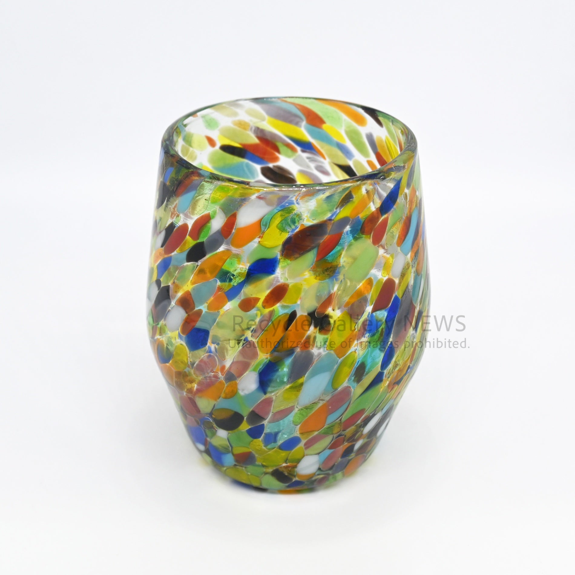 Colorful Fusion Confetti Glass Art Tumbler Mexican Style / コンフェッティ アートガラス フュージョンガラス タンブラー マルチカラー メキシカンガラス