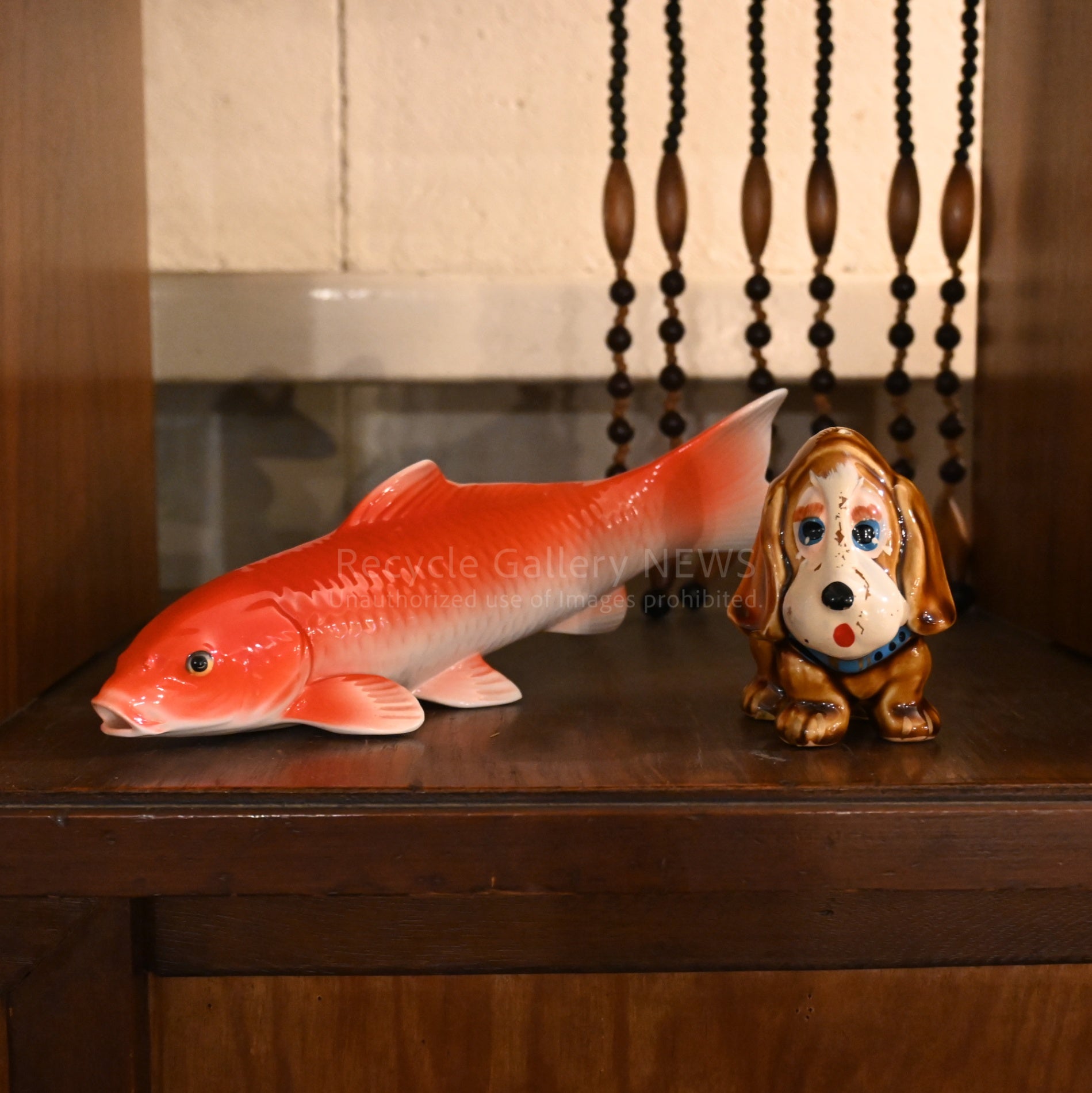 NIPPON TOKI KAISHA Old Noritake Carp Figurine Showa Retro Red Vintage / 日本陶器会社 オールドノリタケ 鯉 フィギュリン 昭和レトロ 赤 ヴィンテージ