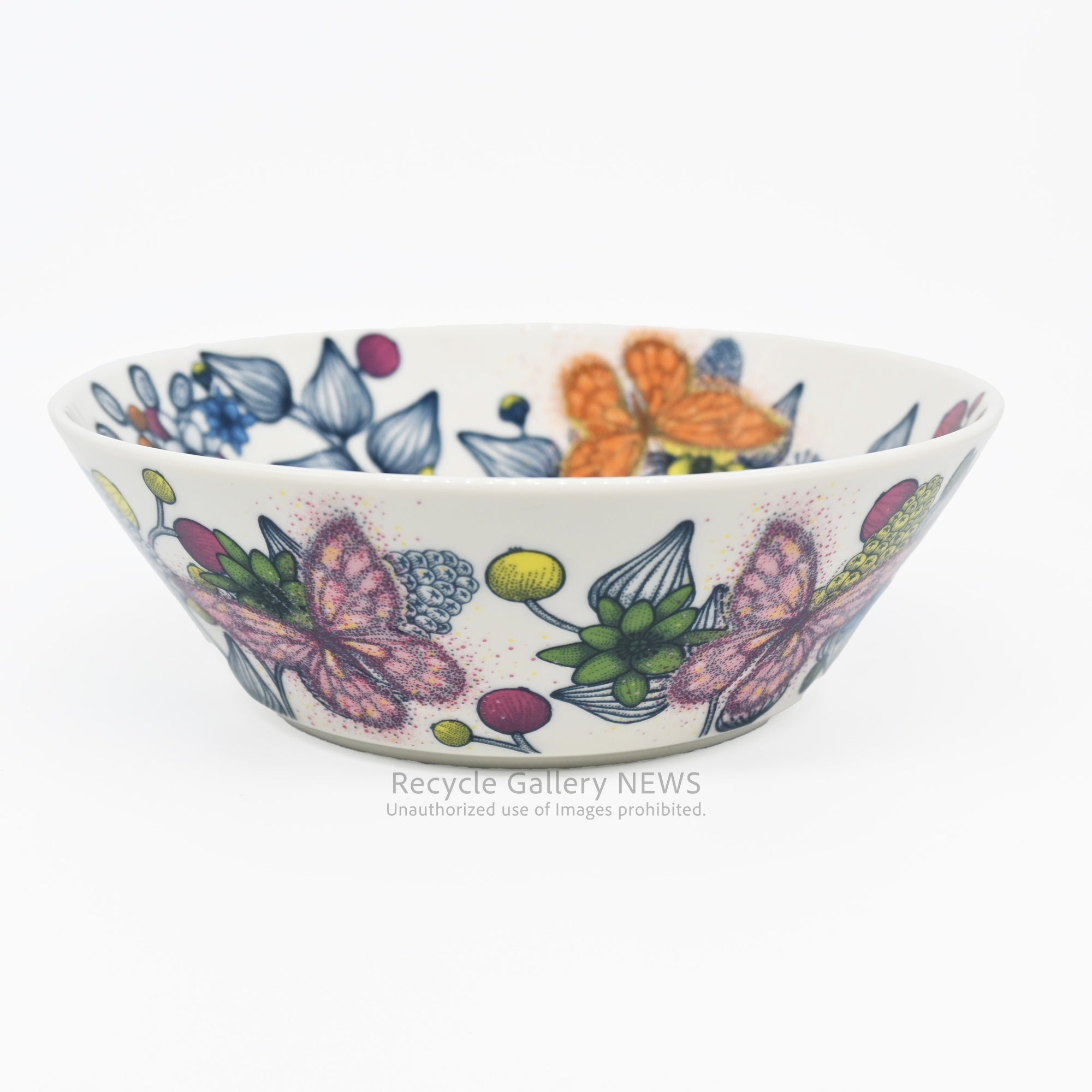 ARABIA RUNO Finland  "Butterfly" Floral Bowl White Porcelain / アラビア ルノ バタフライボウル フィンランド 花柄 白磁
