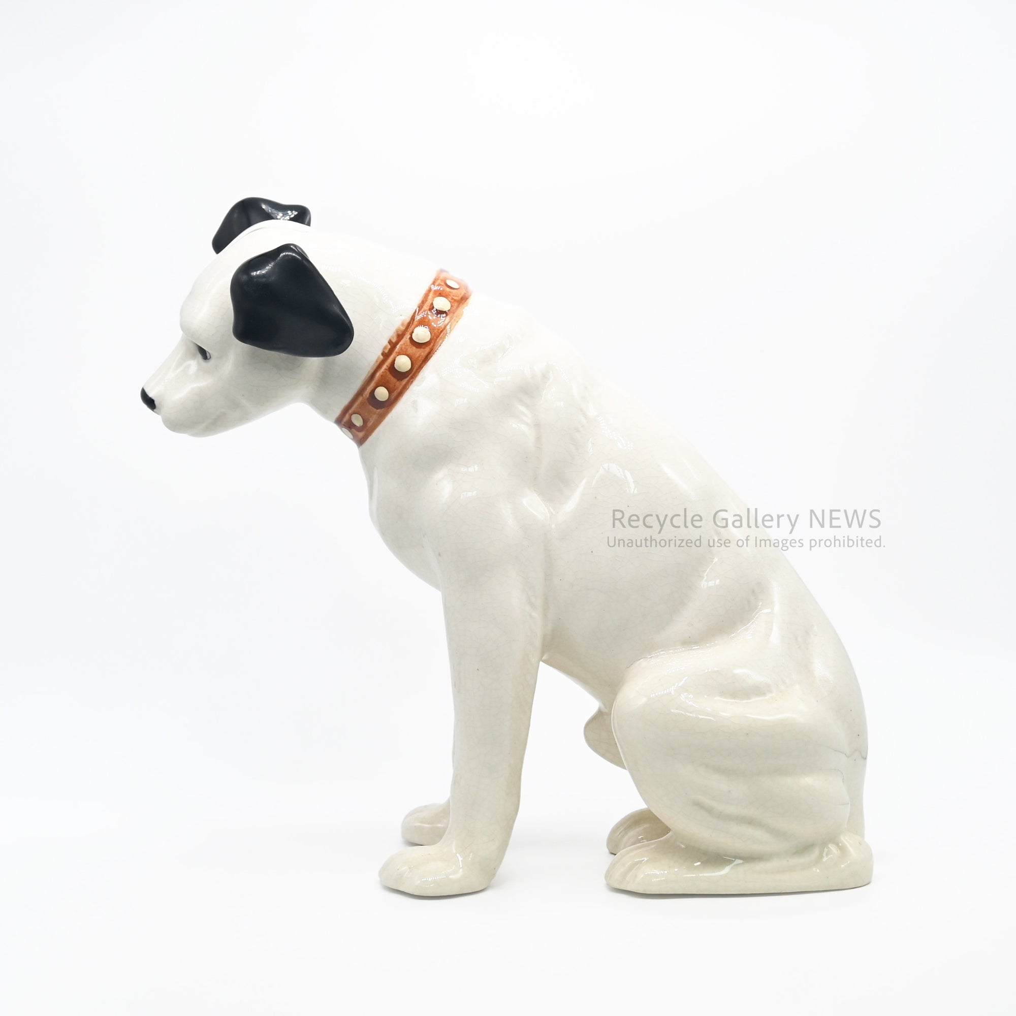 His Master's Voice "Nipper" Vintage Ceramic Dog Figurine Ornament Victor White / 『主人の声』ビクター犬 ニッパー 陶器フィギュリン オブジェ 犬の置物 オーディオ レトロ 白