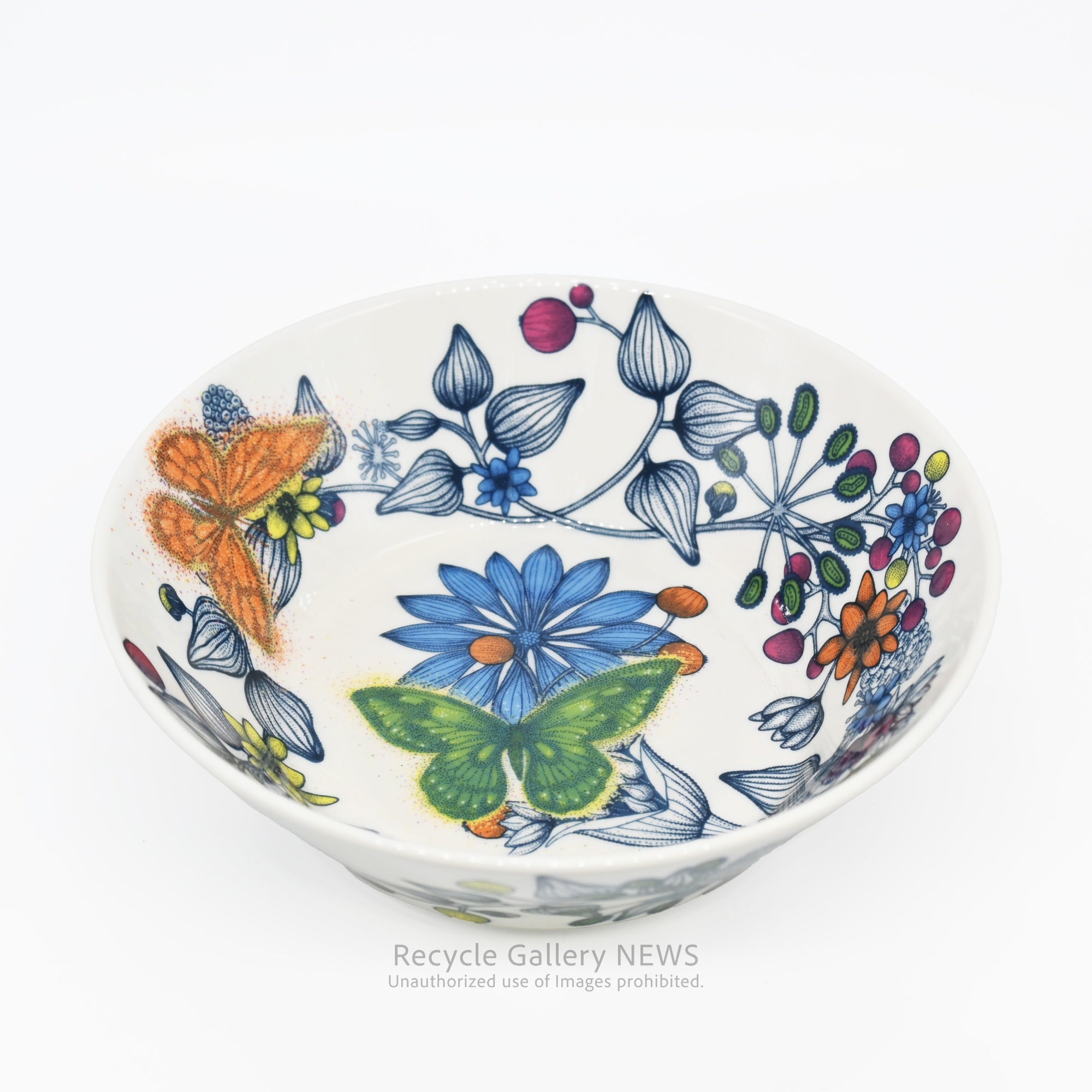 ARABIA RUNO Finland  "Butterfly" Floral Bowl White Porcelain / アラビア ルノ バタフライボウル フィンランド 花柄 白磁