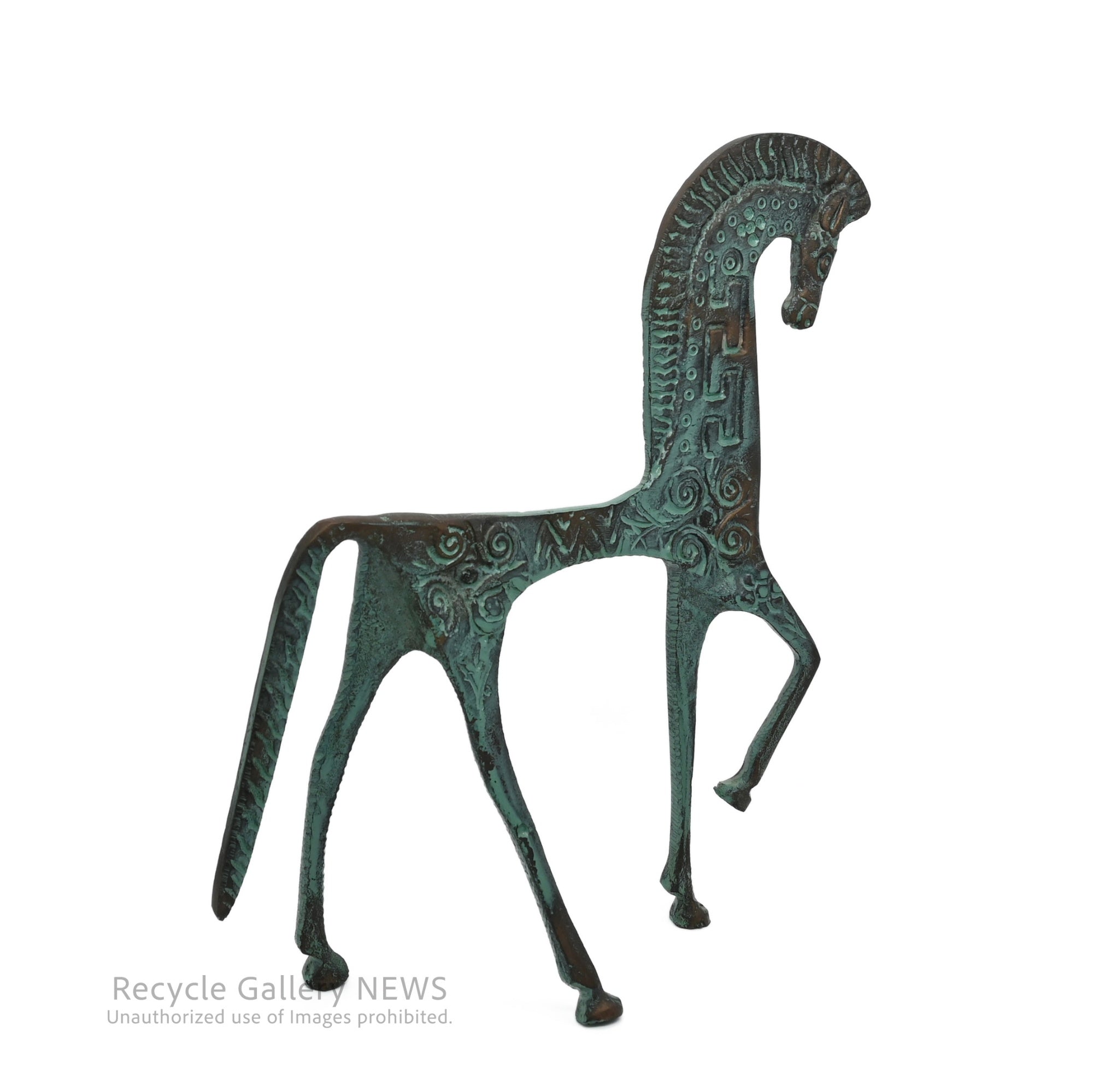 Greek Horse Statue Green Bronze / ギリシャ風 青銅 ブロンズ オブジェ 馬