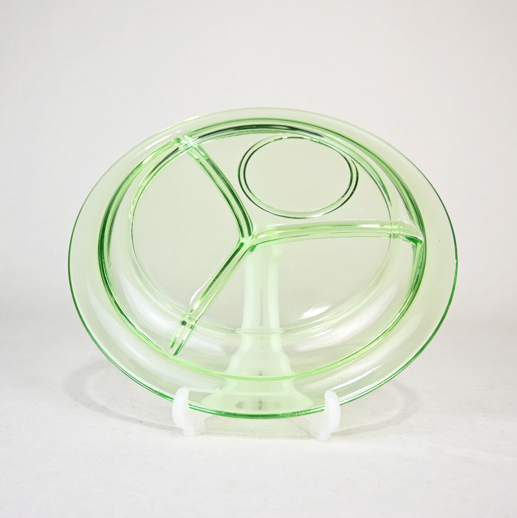 Uranium Divided Plate Vaseline glass Vintage / ウランガラス 仕切りプレート ヴィンテージ