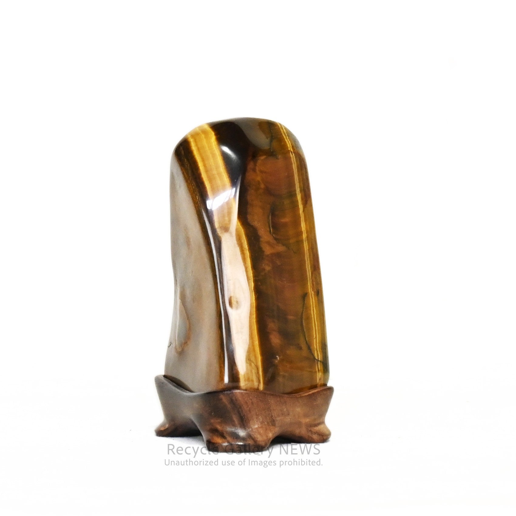 Tiger's Eye Stone Ornament with Base Natural Stone from Africa / 虎目石 台座付 アフリカ 天然石 置物