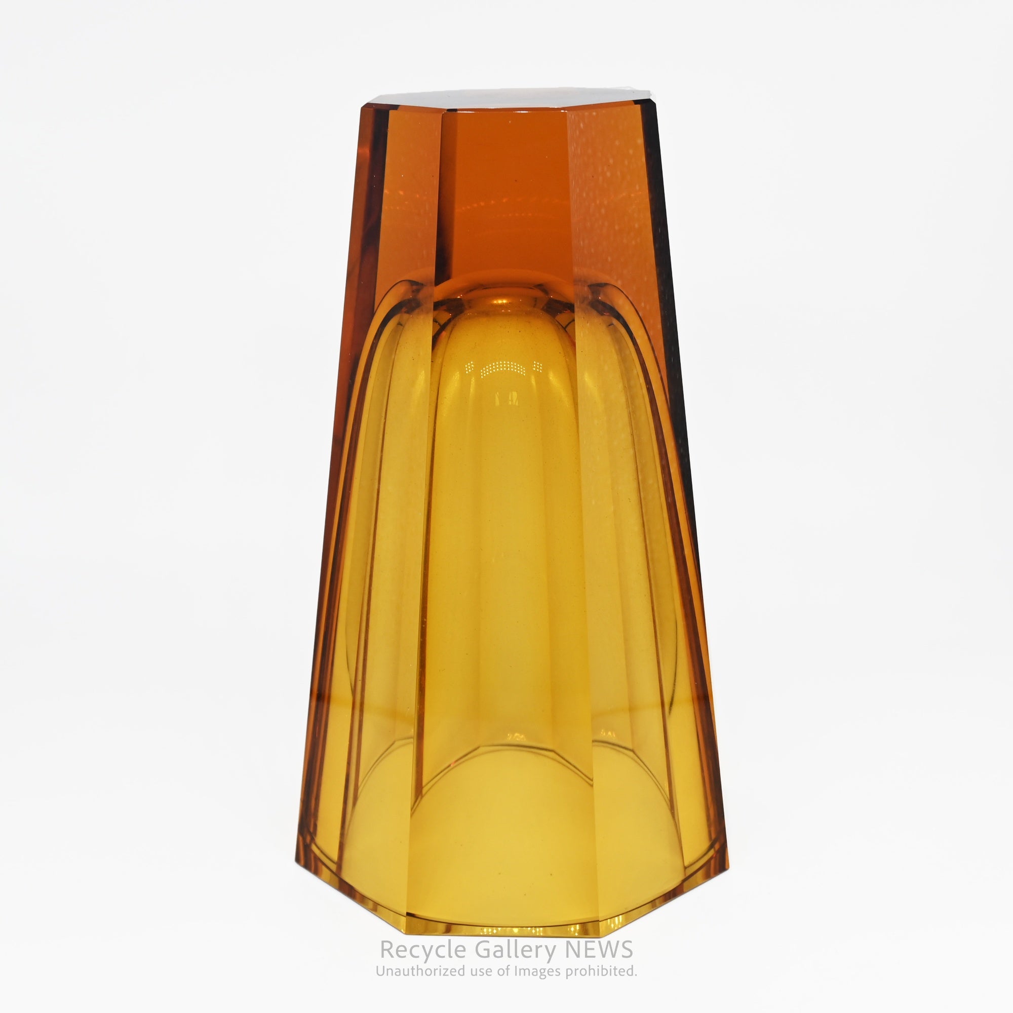 MOSER Czech Amber Potash Glass Flower Vase Artisan Craftsmanship / モーゼル ガラスフラワーベース アンバー チェコ カリガラス 花瓶 クラフツマンシップ