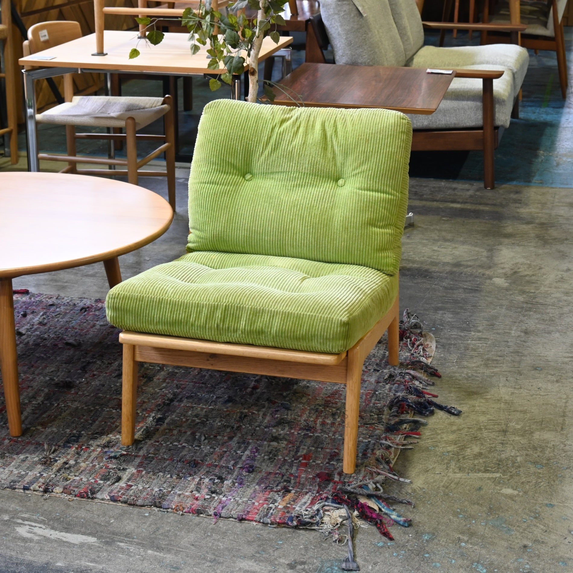 Maruni60 Frame Chair in Green Fabric Japanese Mid Century Modern / マルニ60 フレームチェア グリーンファブリック 日本 ミッドセンチュリー  ジャパニーズモダン