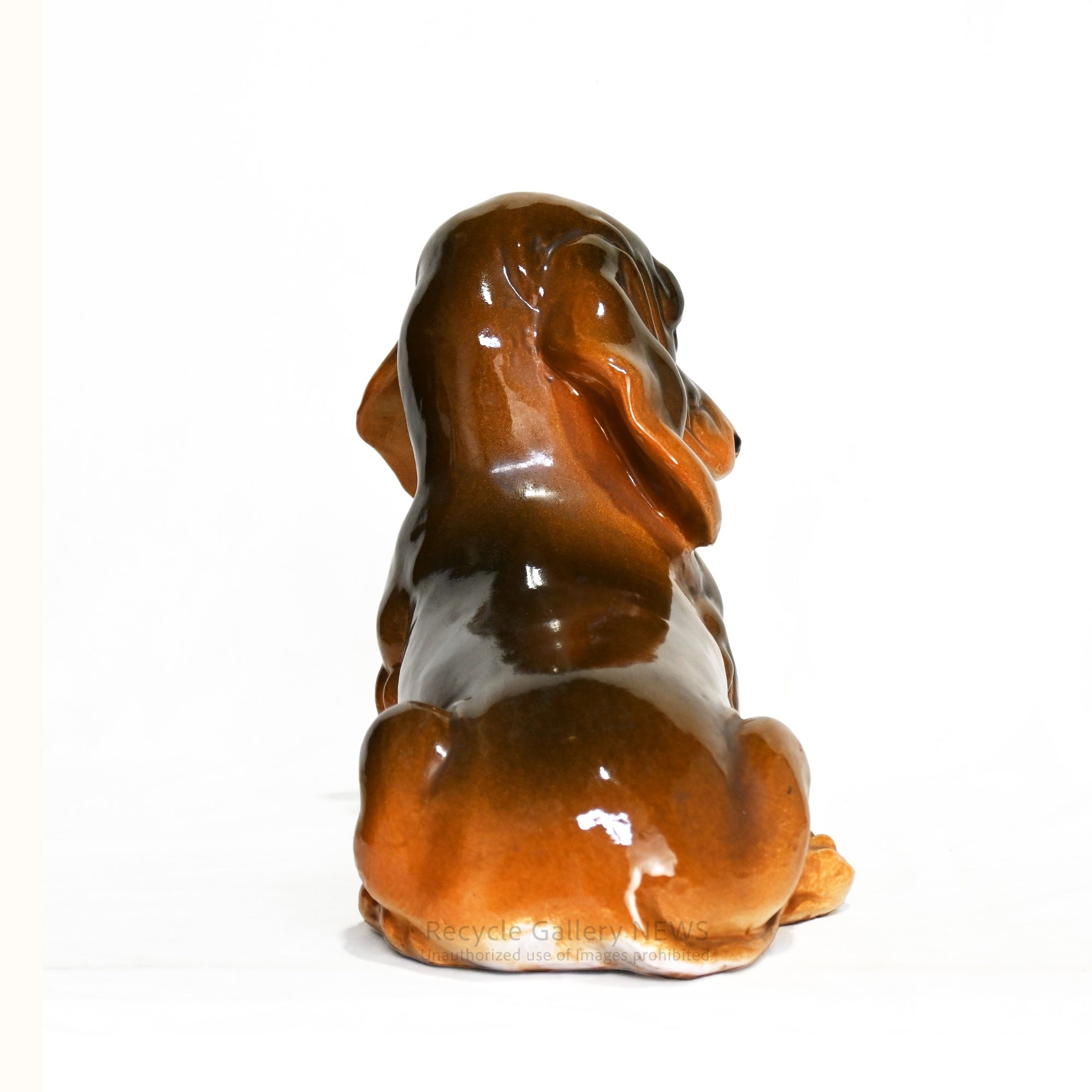 Large ceramic Dachshund figurine 38cm wide Dog Object / 大きなダックスフンドの陶器人形 ワイド約38cm 犬 置物 オブジェ
