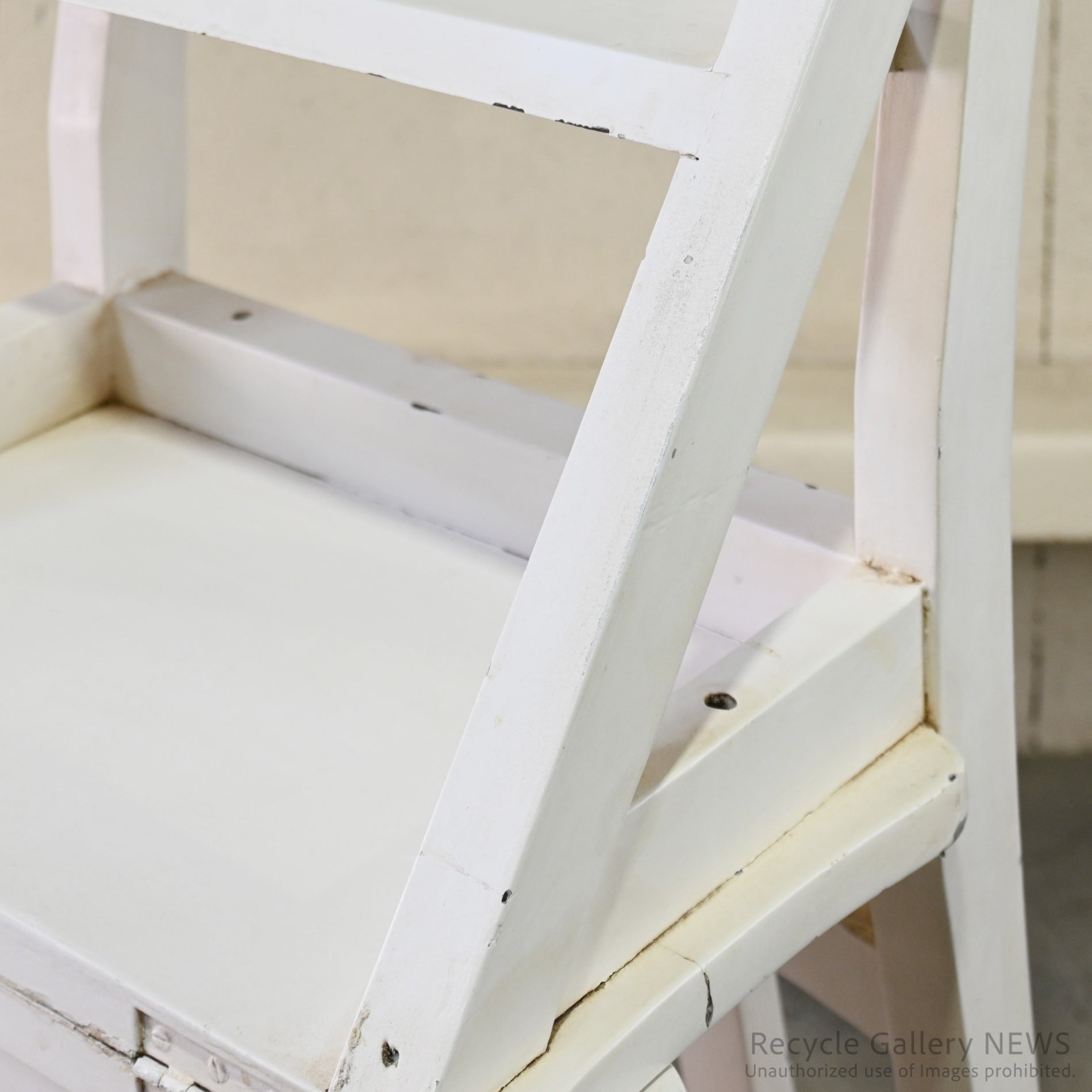 Vintage Foldable Library Step Chair White / ヴィンテージ 折りたたみ ライブラリー ステップ チェア 白