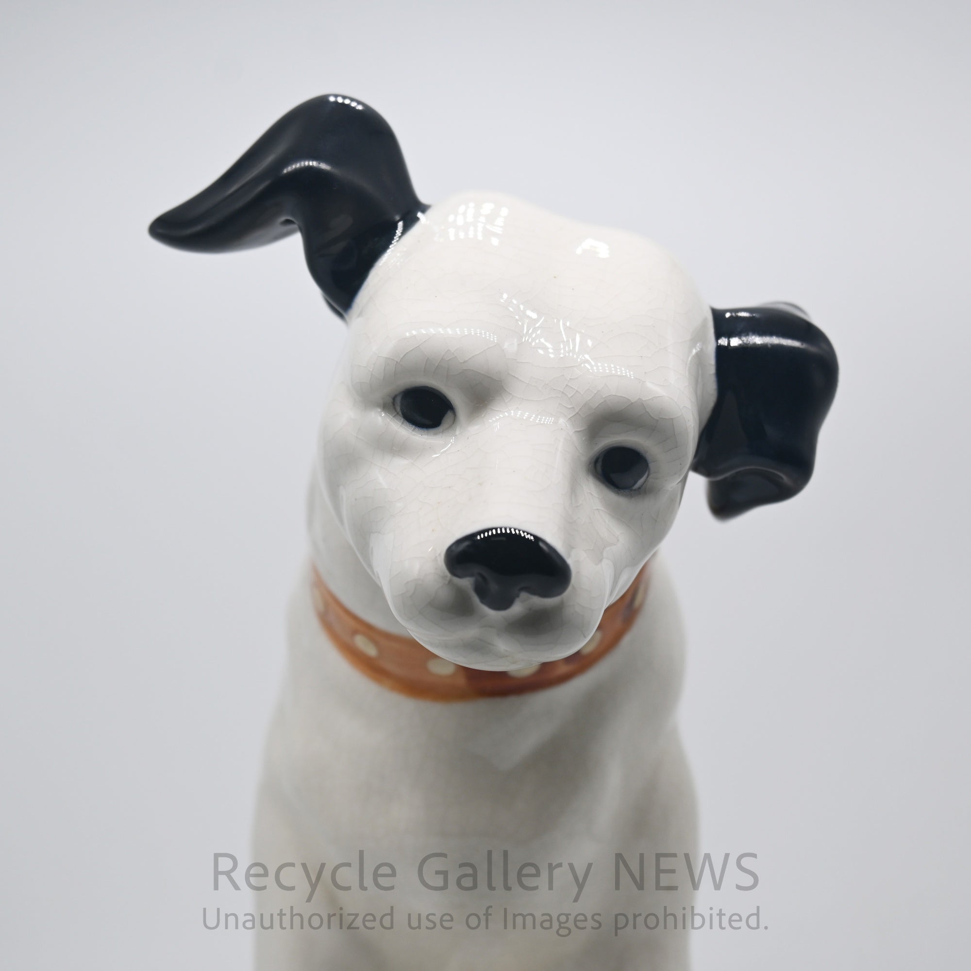 His Master's Voice "Nipper" Vintage Ceramic Dog Figurine Ornament Victor White / 『主人の声』ビクター犬 ニッパー 陶器フィギュリン オブジェ 犬の置物 オーディオ レトロ 白