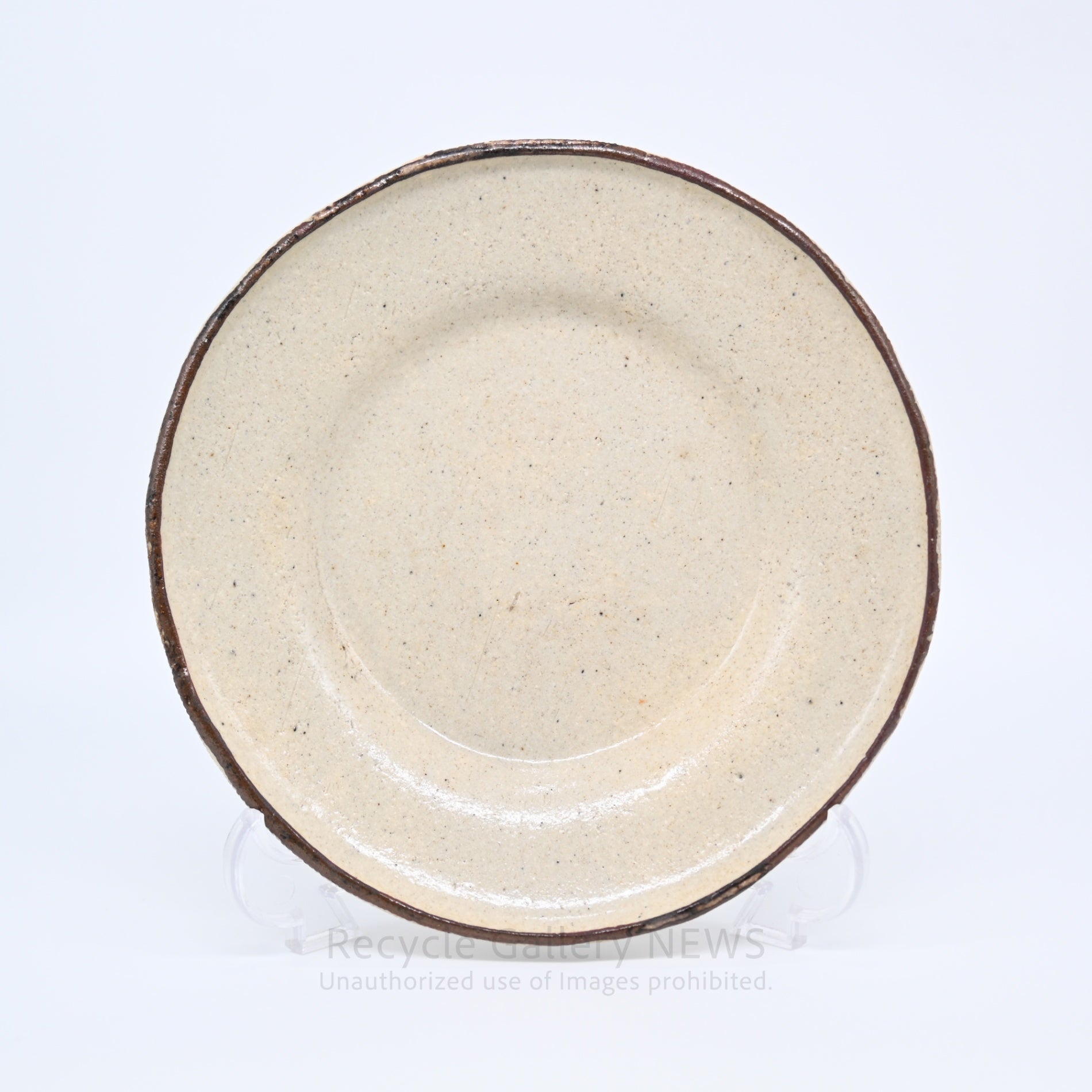 Yusuke Aida Oshino Kiln Nerikomi Clay Seam "SHIGURE" Cup&Saucer Contemporary Japanese Ceramics Ivory Brown Stripe Pattern / 會田雄亮 忍野窯 練上 碗皿 「時雨」カップ＆ソーサー コーヒーカップ 陶器 現代陶芸 和モダン クリーム ブラウン ストライプ