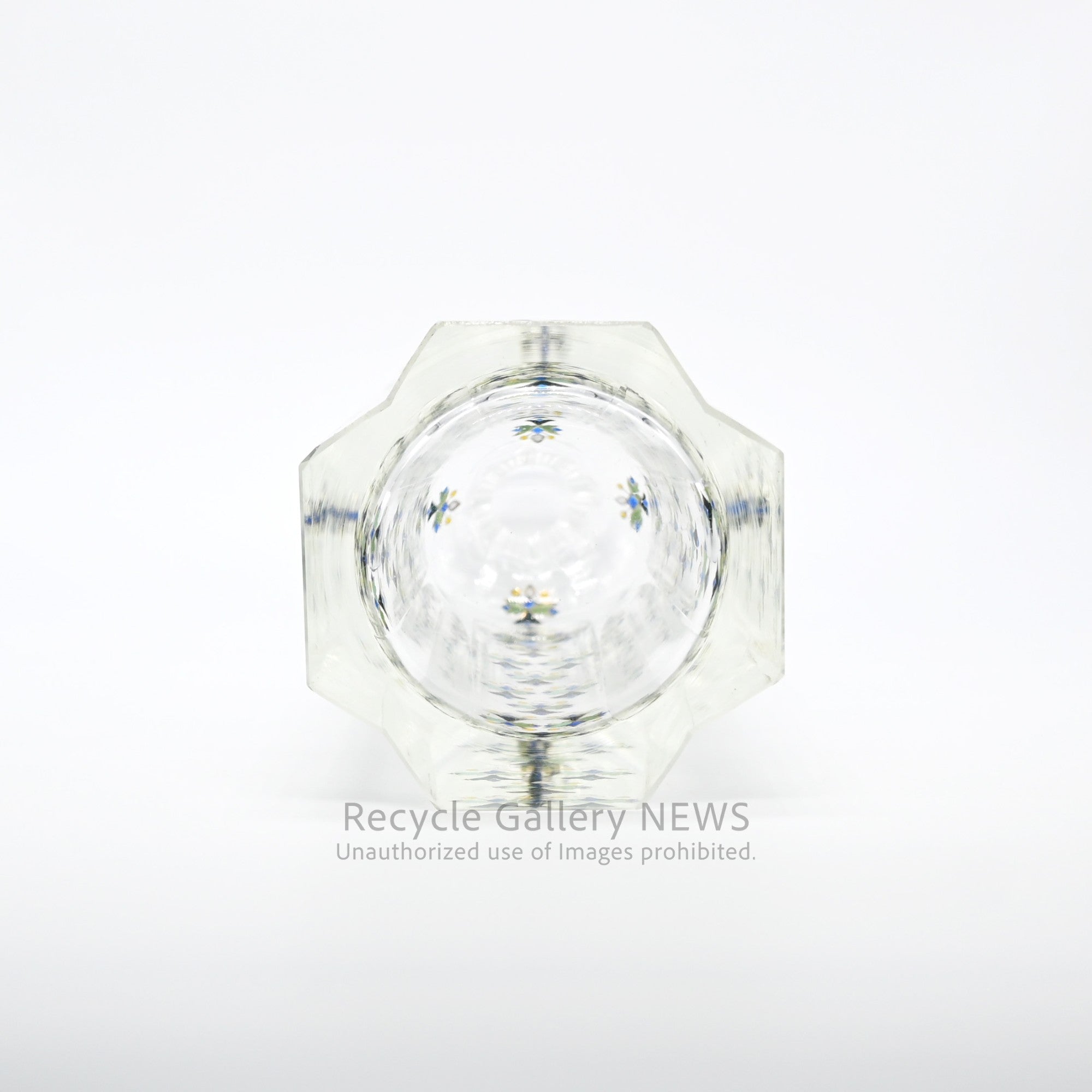 Vintage Yosai Art Glass Floral Vase / 窯彩硝子 花器 フラワーベース 小花柄 クリア レトロ