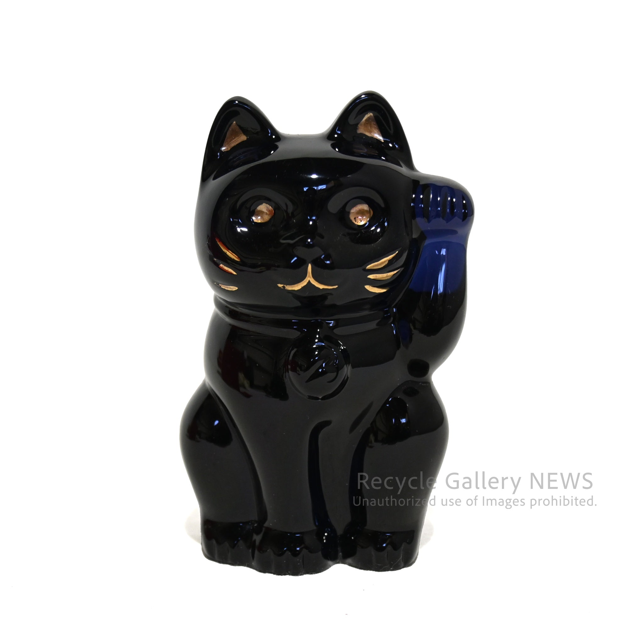 Baccarat Maneki-Neko Lucky Cat Fortune Cat Midnight blue（Blue-black) Crystal Glass / バカラ まねき猫 ミッドナイト ブルーブラック クリスタルガラス