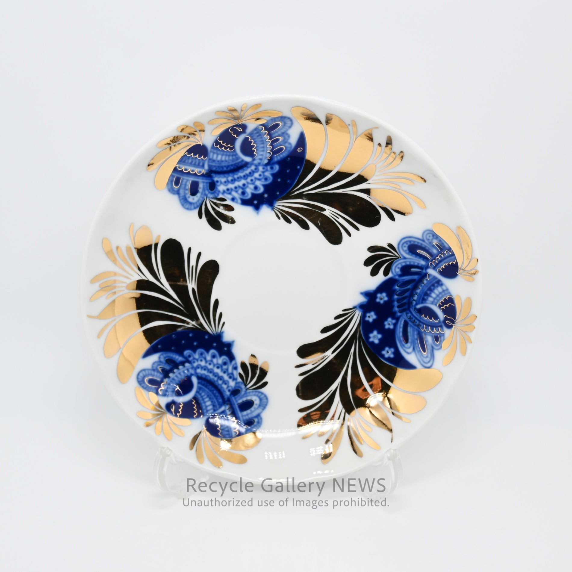 Lomonosov Golden Garden C&S Russian Porcelain White Blue Gold / ロモノーソフ 黄金の庭 カップ＆ソーサー ロシア食器 白 青 金