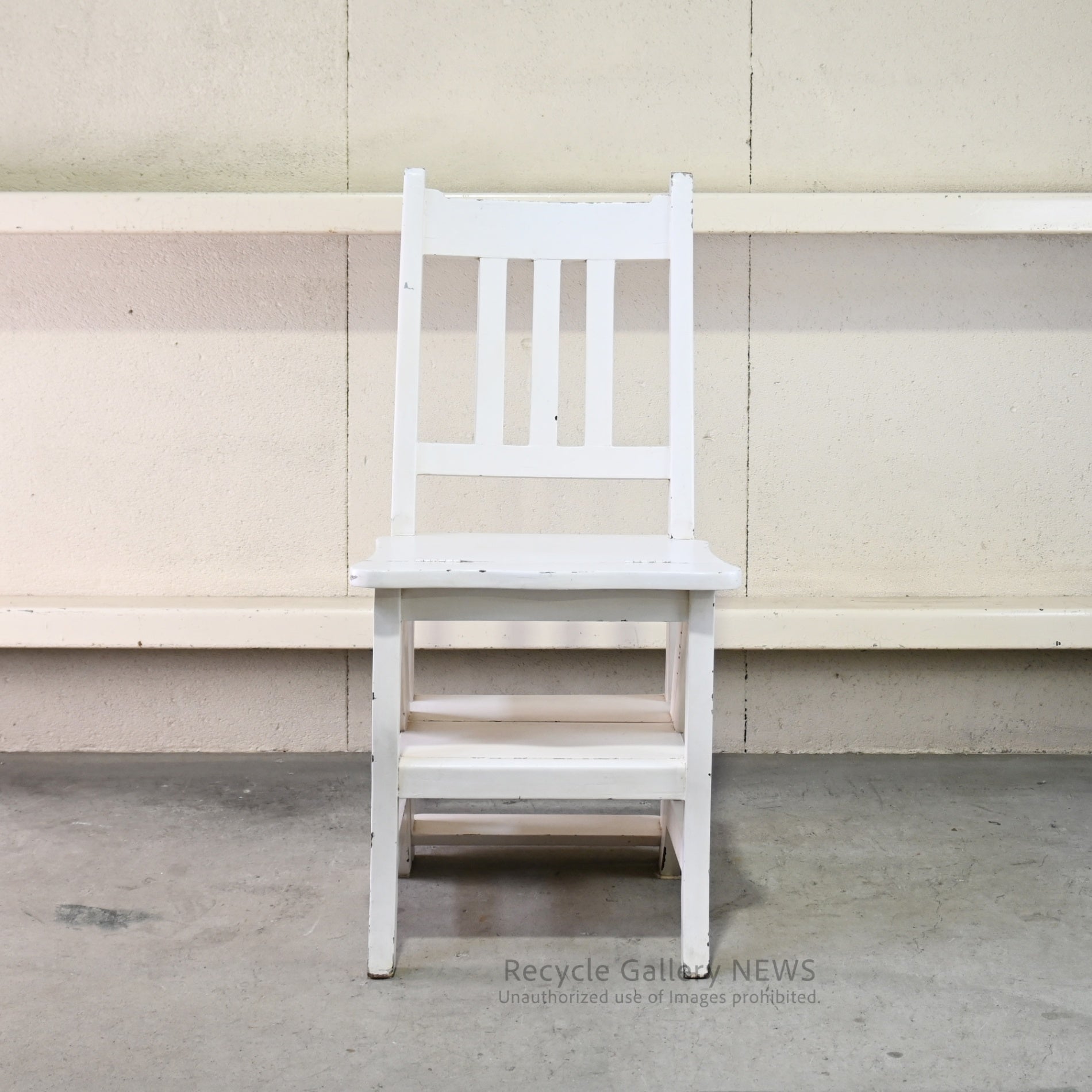 Vintage Foldable Library Step Chair White / ヴィンテージ 折りたたみ ライブラリー ステップ チェア 白