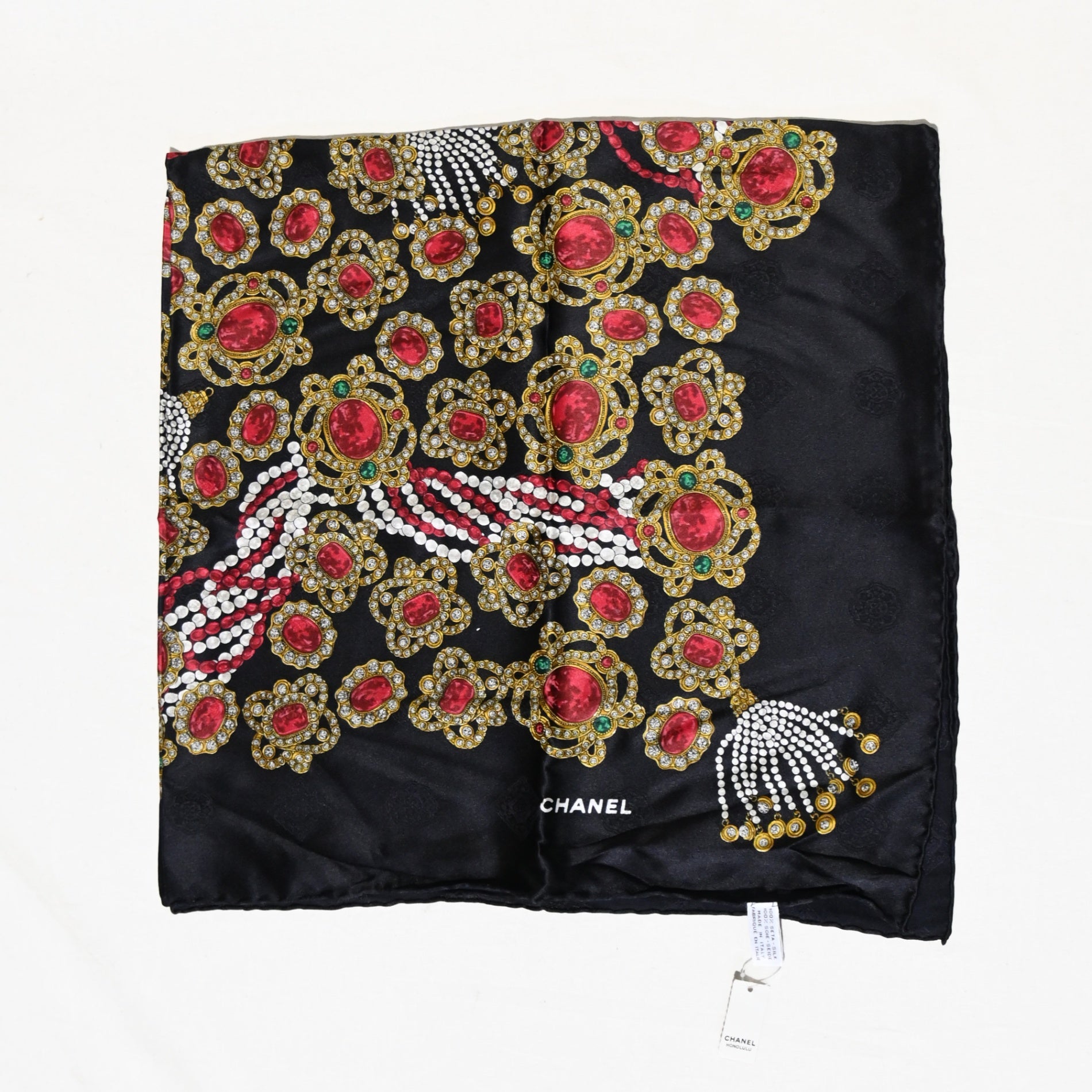 CHANEL Vintage scarf Jewelry pattern Unused / シャネル ヴィンテージ スカーフ 宝石 ジュエリーデザイン 未使用 新古品