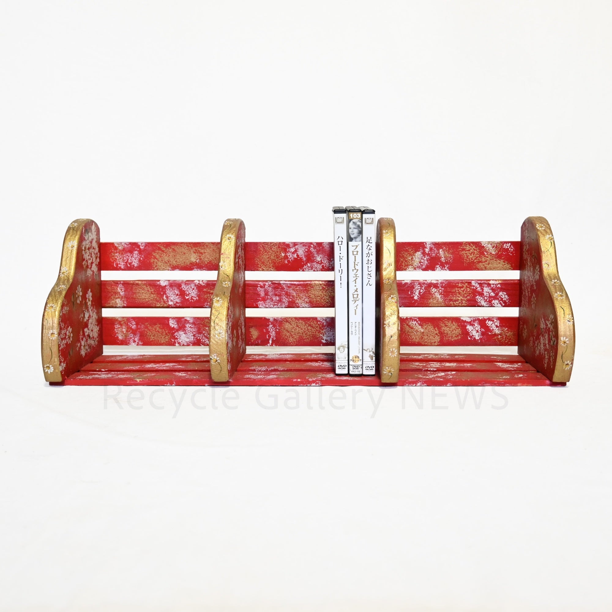 Tole painting floral pattern Book stand Handmade USA / トールペイント フラワー柄 ブックスタンド 本立て ハンドメイド アメリカ
