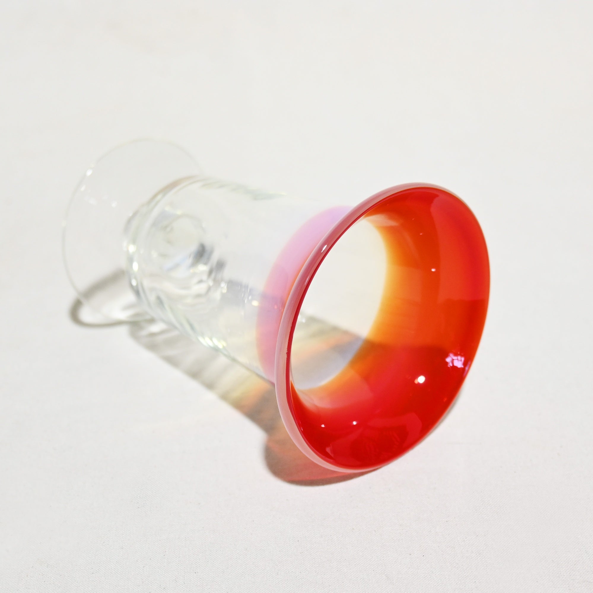 Vintage Japanese Blown Glass Vermilion Milky White Transparent Ice Cup Parfait Glass / ヴィンテージ 和ガラス 吹きガラス 朱色 乳白色 透明 氷コップ パフェグラス