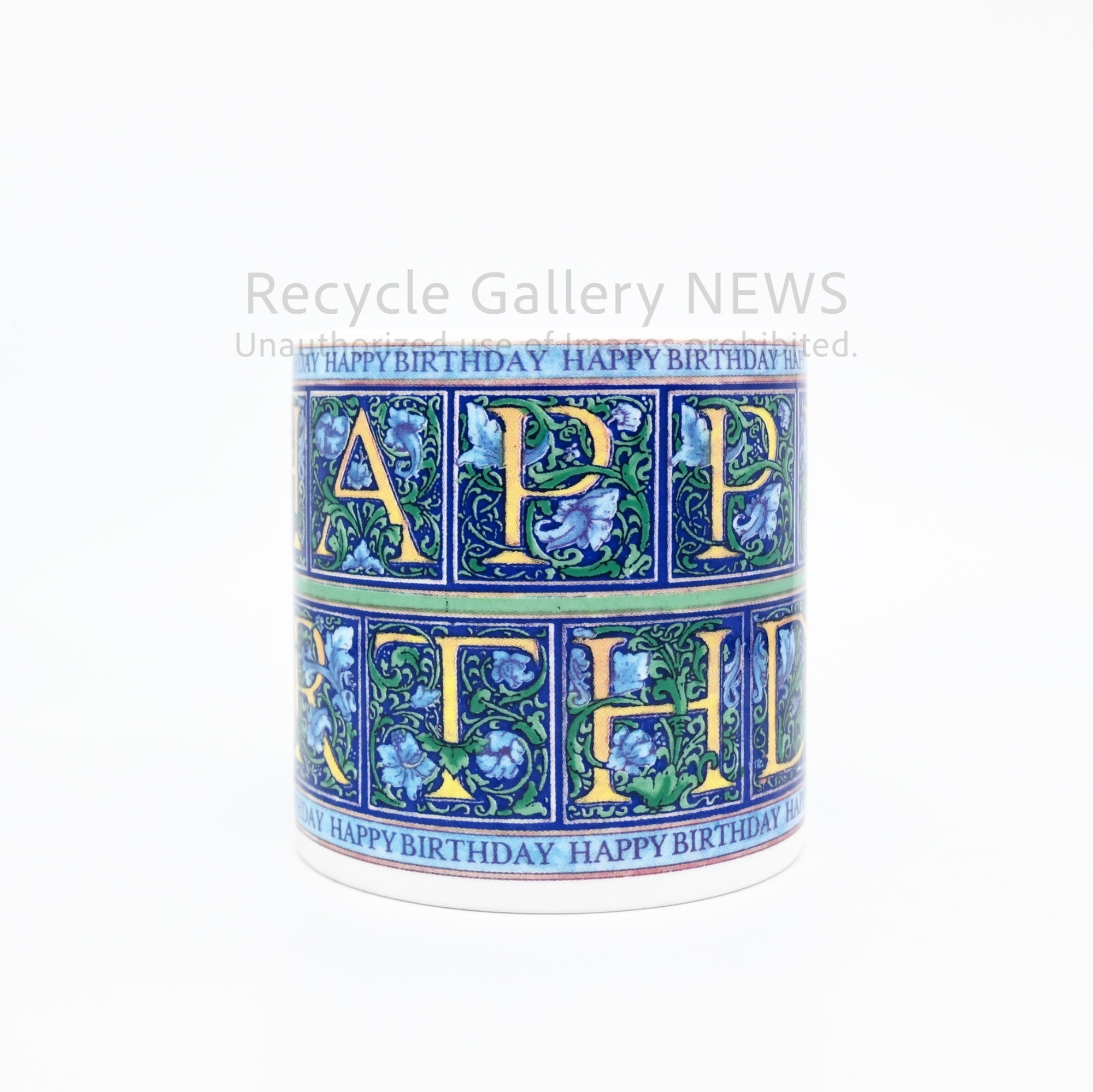 WEDGWOOD "HAPPY BIRTHDAY" Mug Cup Blue Botanical Pattern Bone China Giftware / ウェッジウッド ハッピーバースデイ マグカップ ブルー ボタニカル柄 ギフト ボーンチャイナ