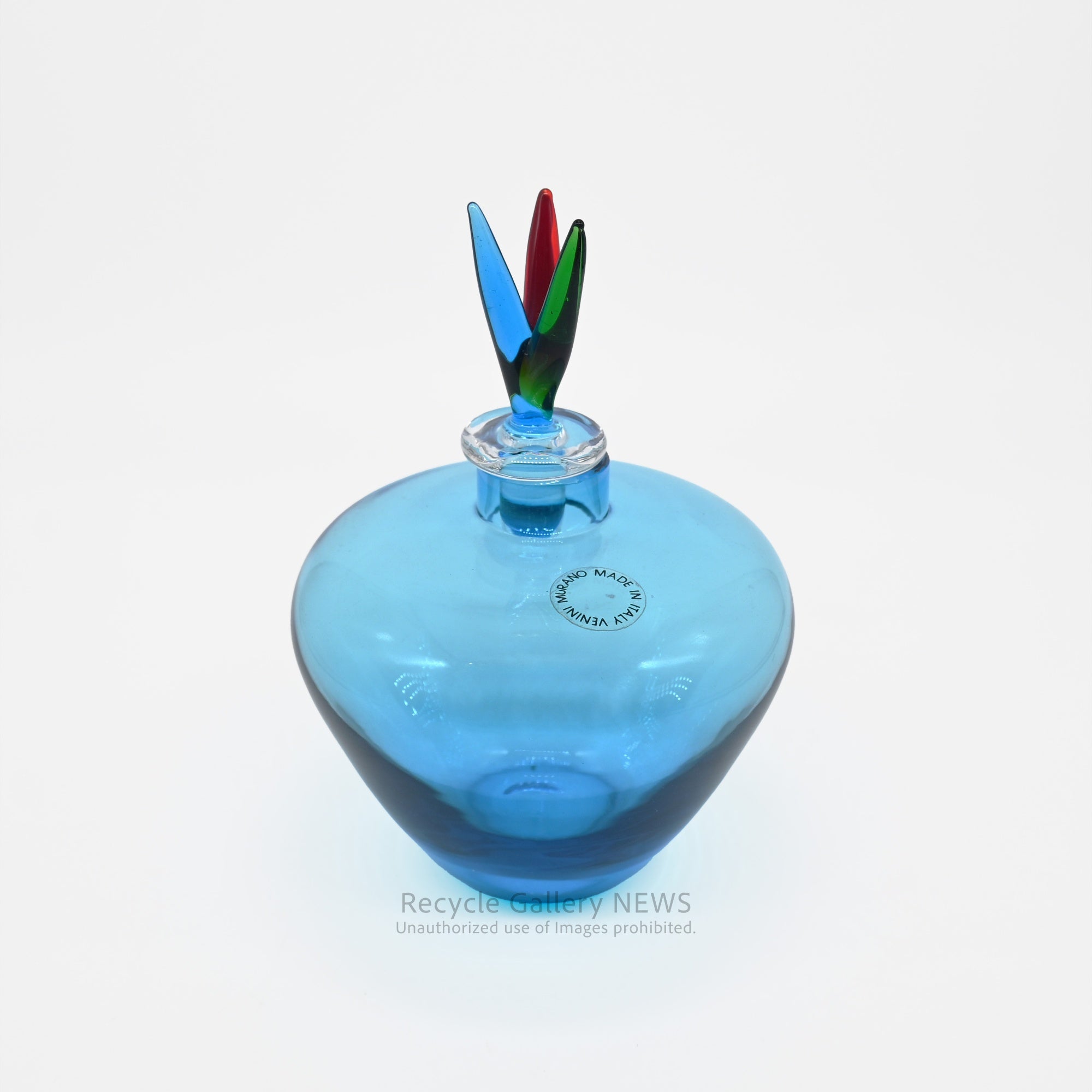 MURANO VENINI MONOFORINI Perfume Bottle Italia Blue Glass Art Piece / ムラノガラス ヴィニーニ社 香水瓶 イタリア モノフォリーニ 青色 アートピース