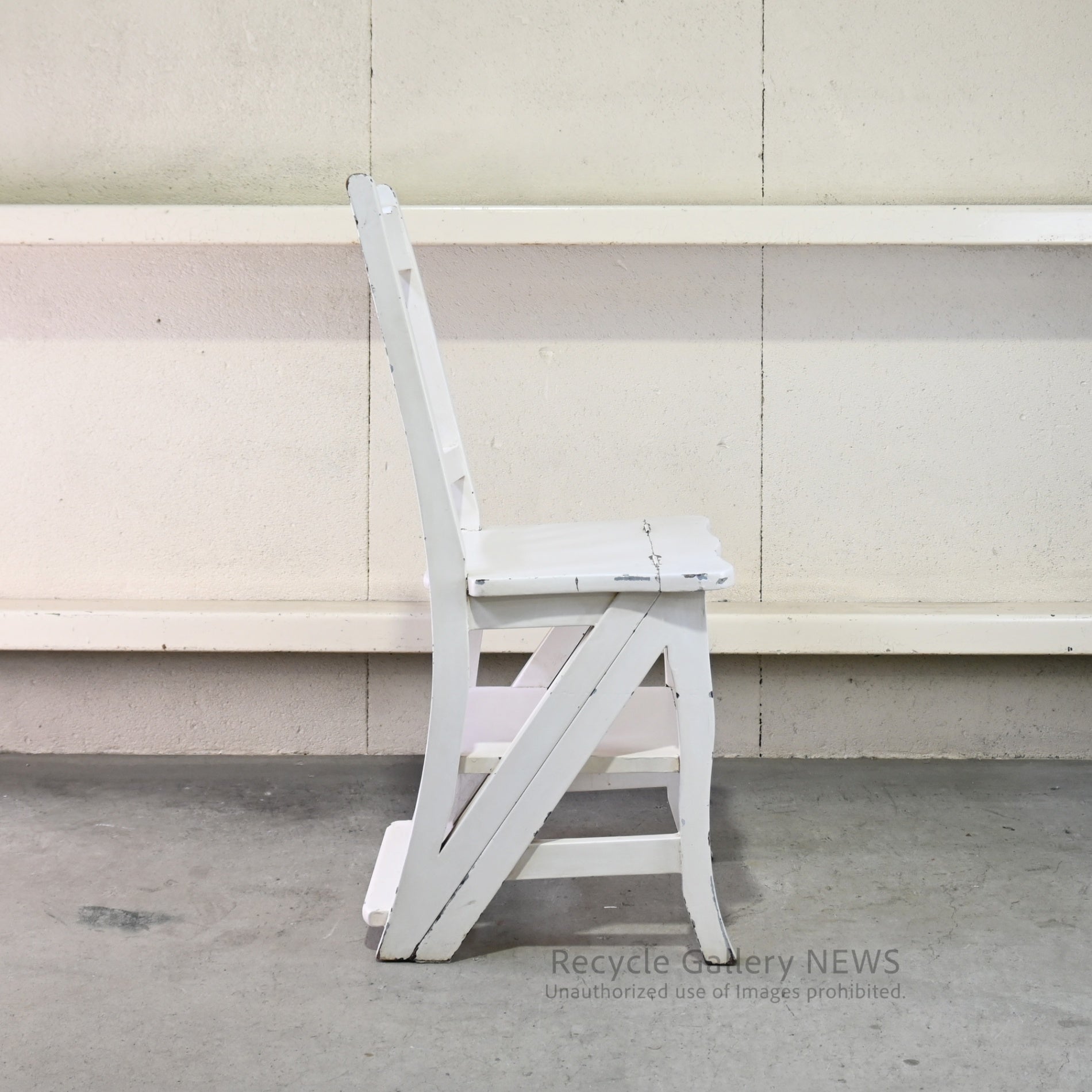 Vintage Foldable Library Step Chair White / ヴィンテージ 折りたたみ ライブラリー ステップ チェア 白