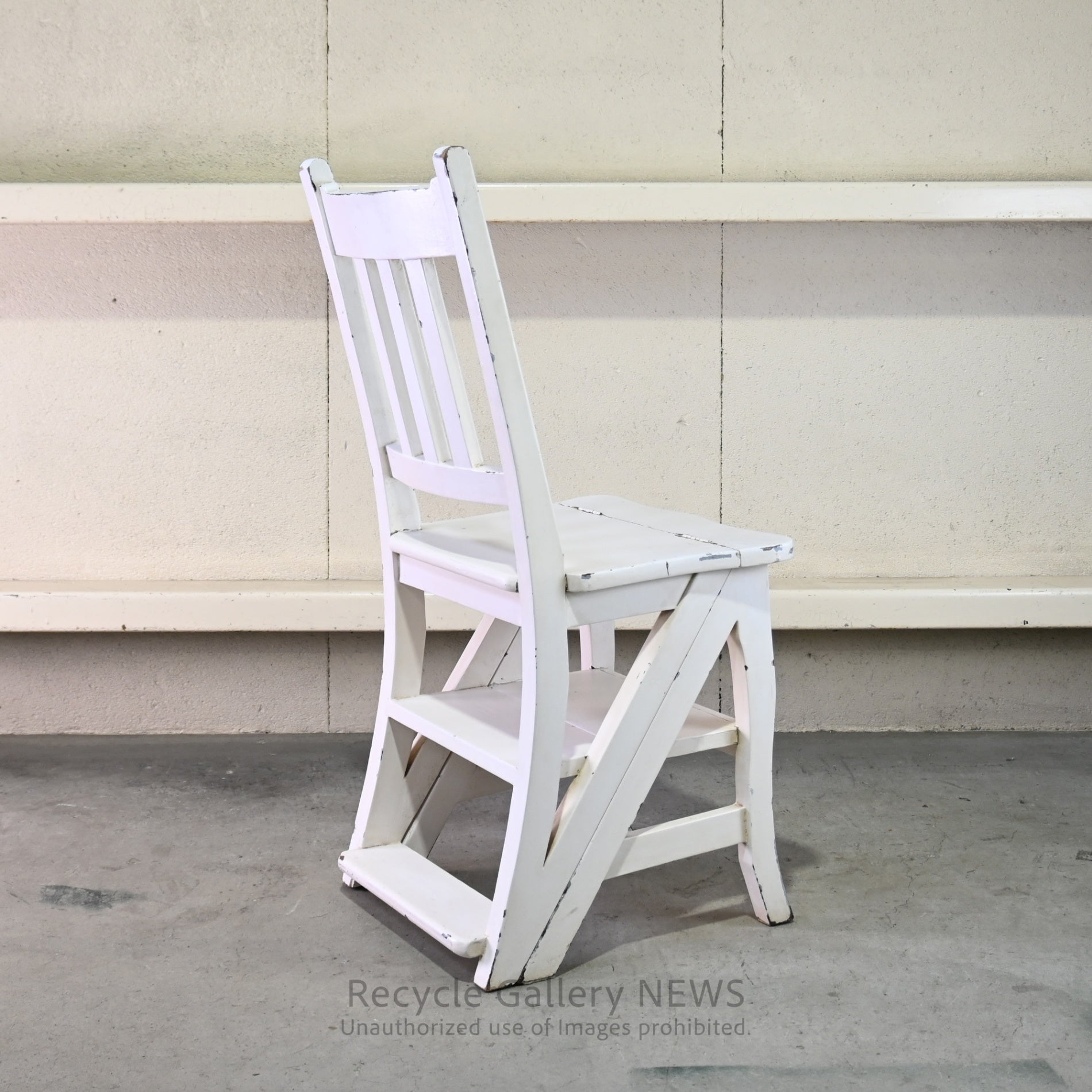 Vintage Foldable Library Step Chair White / ヴィンテージ 折りたたみ ライブラリー ステップ チェア 白