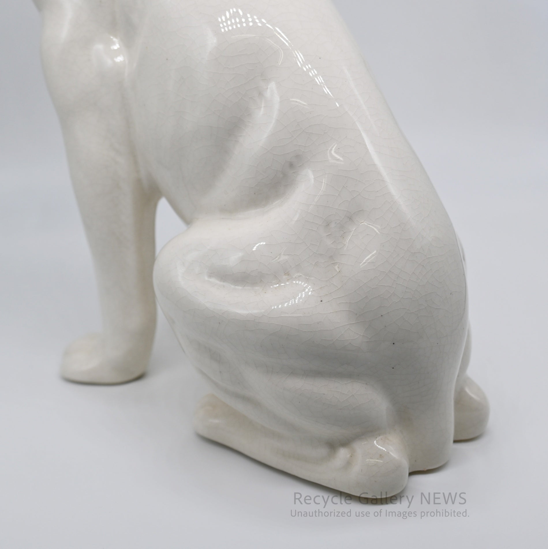 His Master's Voice "Nipper" Vintage Ceramic Dog Figurine Ornament Victor White / 『主人の声』ビクター犬 ニッパー 陶器フィギュリン オブジェ 犬の置物 オーディオ レトロ 白