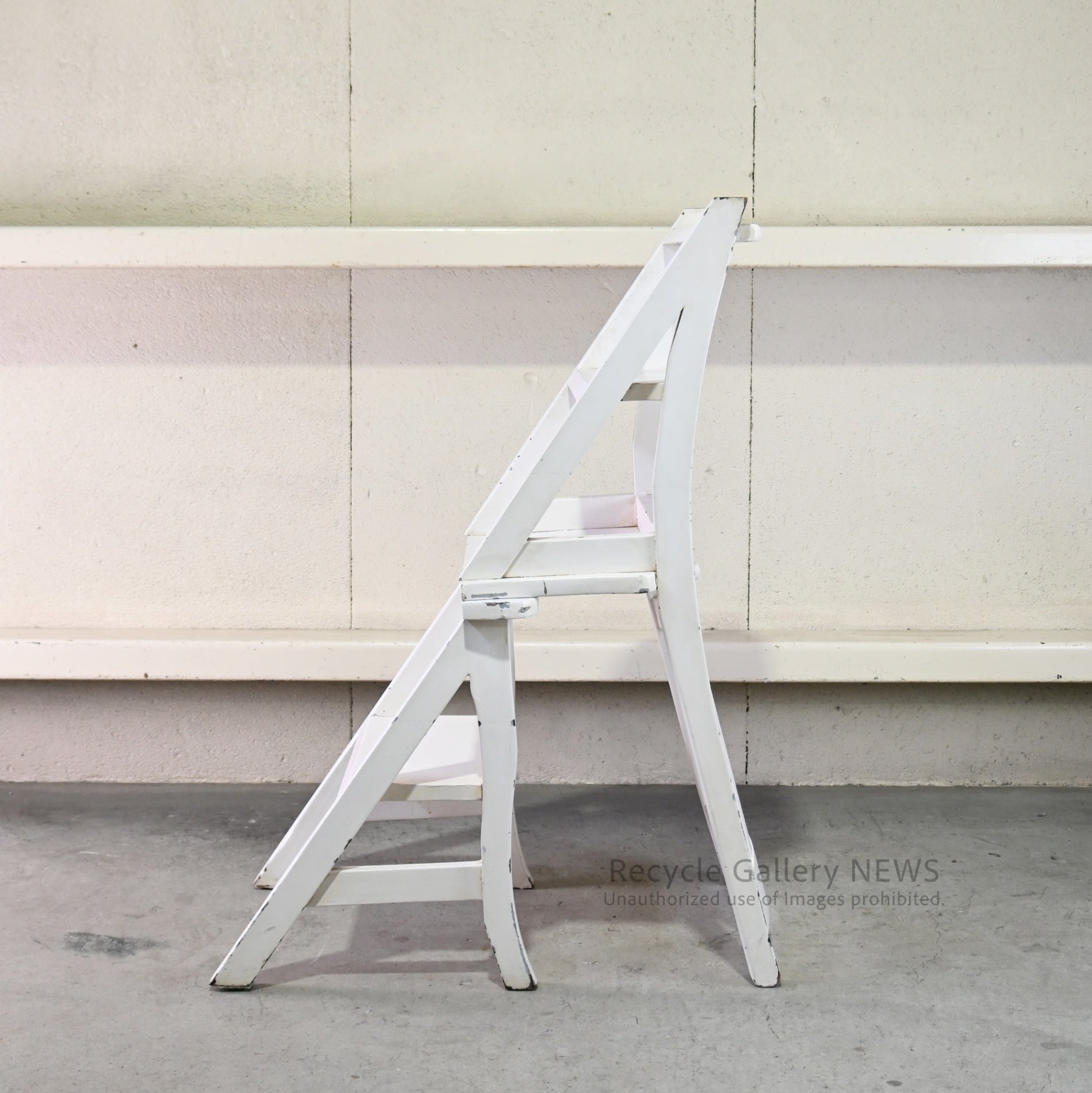 Vintage Foldable Library Step Chair White / ヴィンテージ 折りたたみ ライブラリー ステップ チェア 白