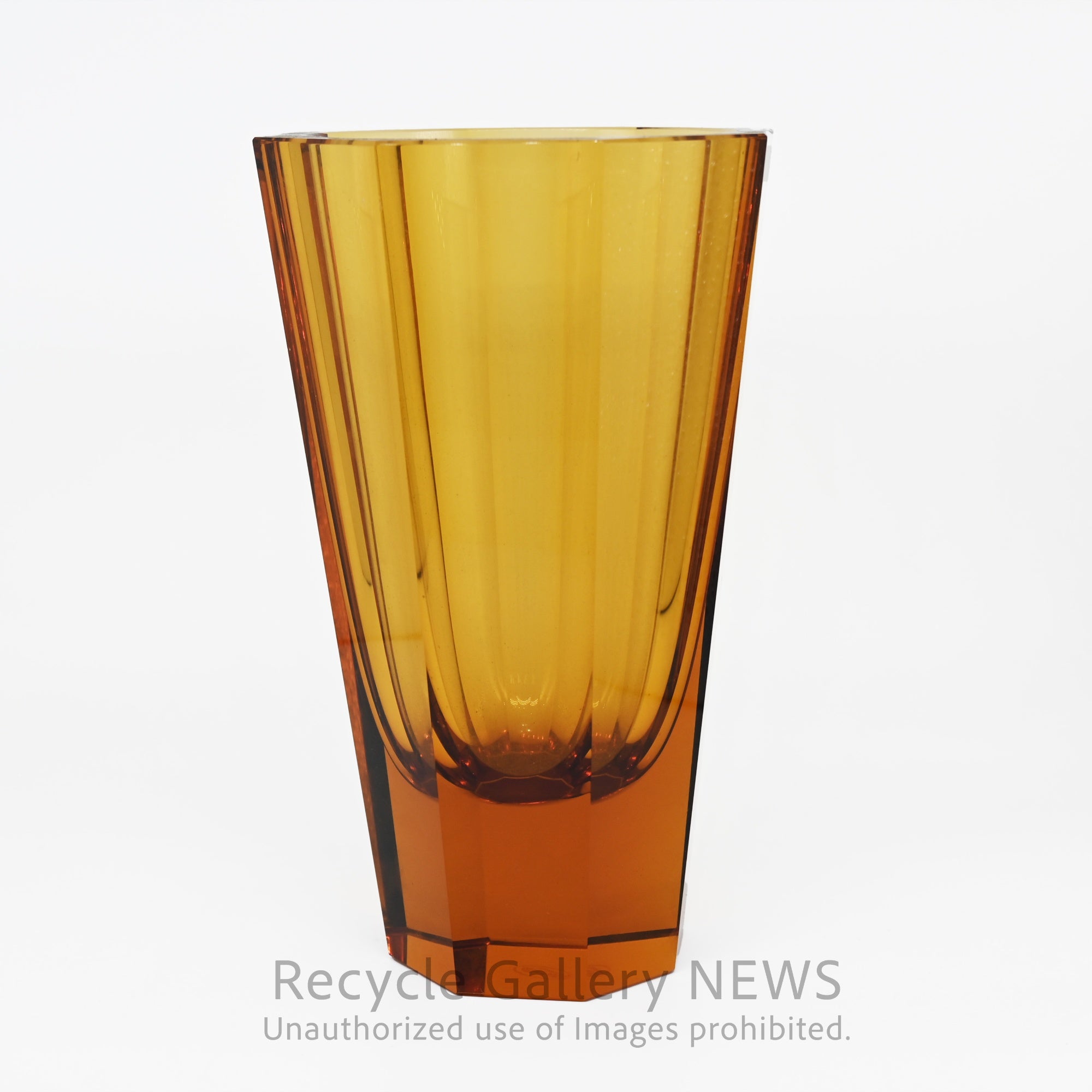 MOSER Czech Amber Potash Glass Flower Vase Artisan Craftsmanship / モーゼル ガラスフラワーベース アンバー チェコ カリガラス 花瓶 クラフツマンシップ