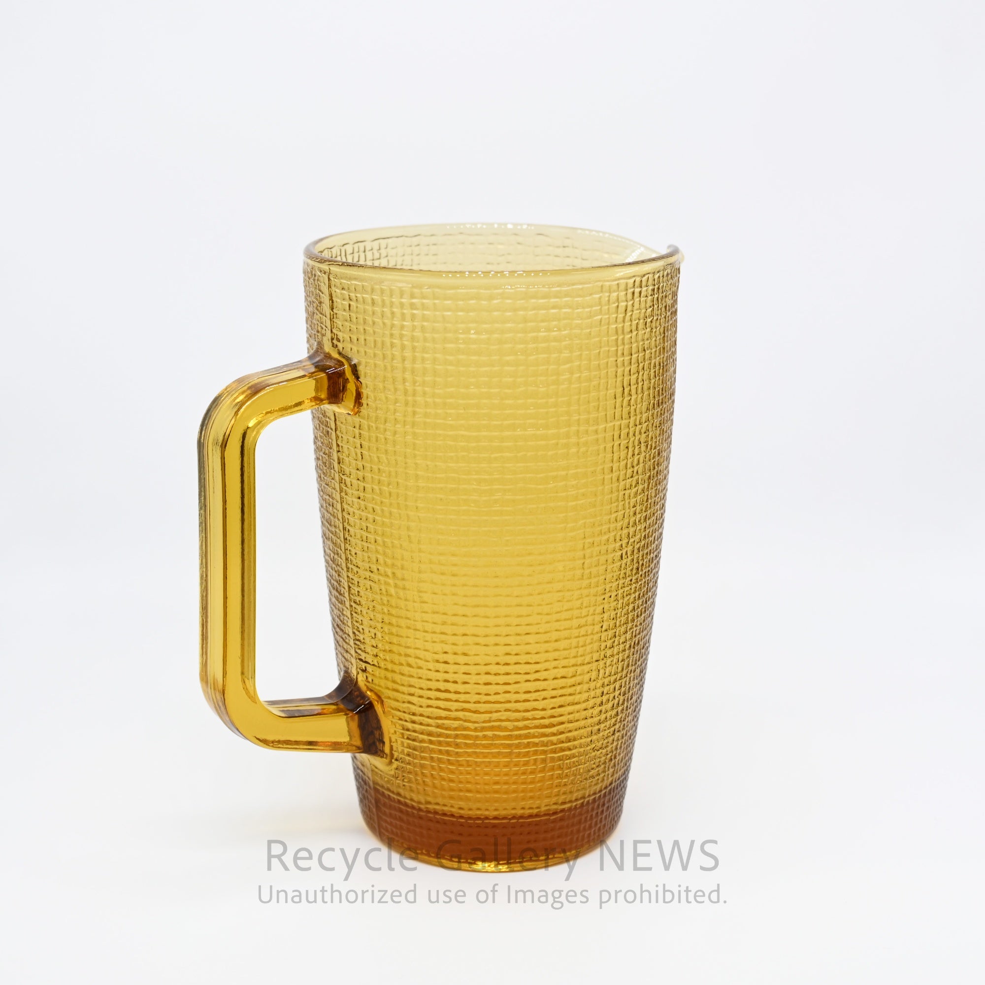Amber Glass Jug Water Pitcher Flower Vase Vintage Craft / アンバーカラー ガラス ジャグ ピッチャー 花瓶 水差し 工芸品 黄色系