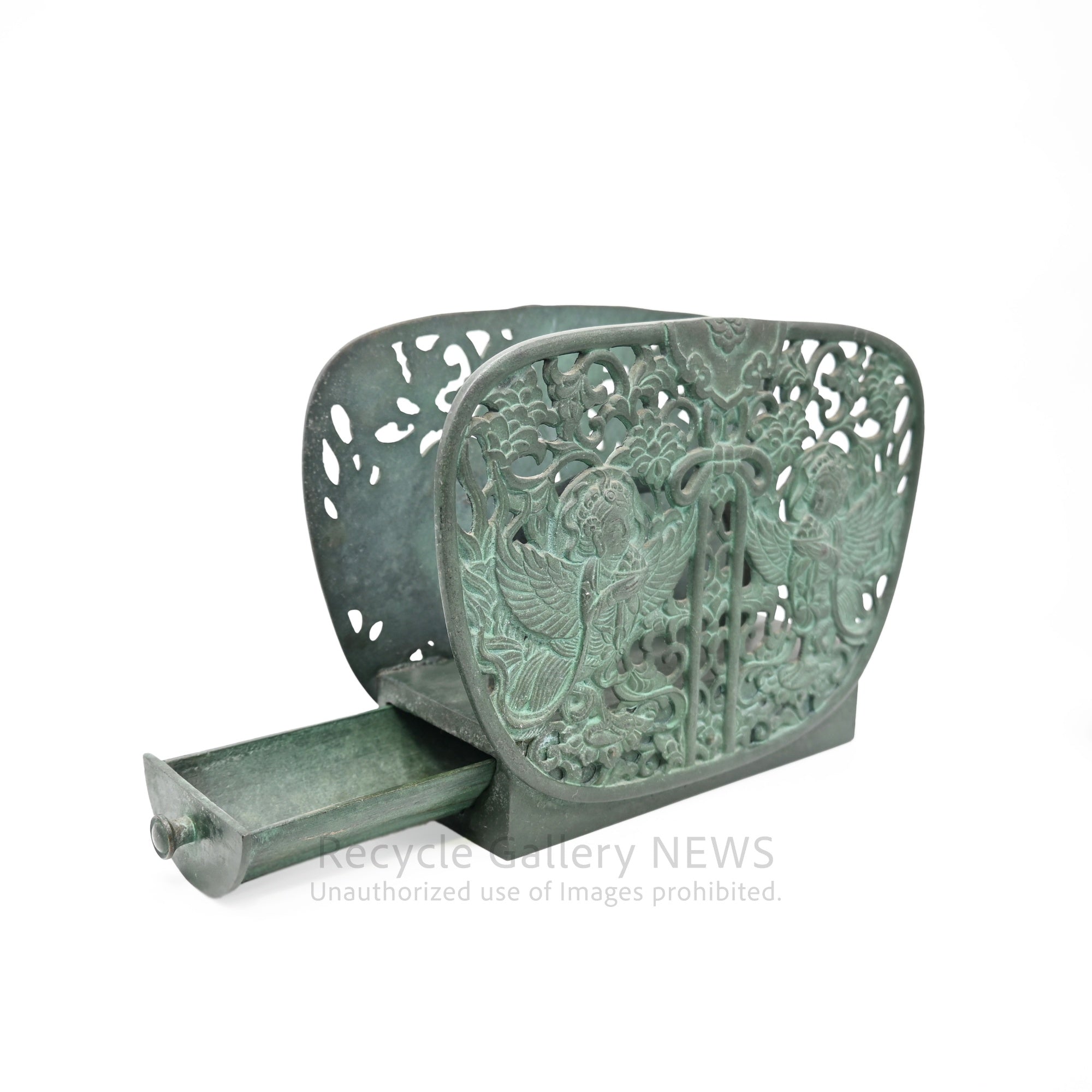 Green Bronze Ash Tray Art Object Oriental Vintage  / 青銅 灰皿 オブジェ オリエンタル ヴィンテージ 緑