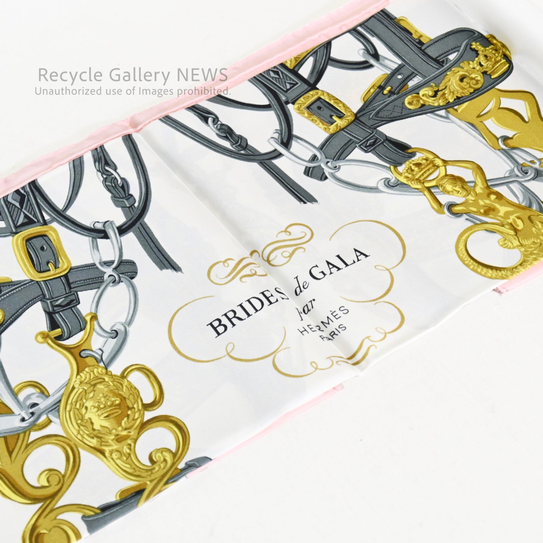 HERMES Carre 90 Bride de Gala Pink Unused Vintage France / エルメス カレ90 ブリッド ドゥ ガラ ピンク 未使用・新古品  ヴィンテージ フランス