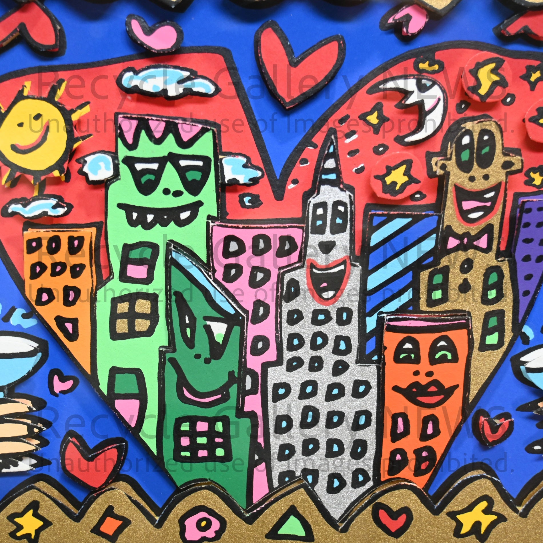James Rizzi A ROMANTIC NIGHT ON THE TOWN 1994’s Silk-screen 3D Urban Primitive Modern Art / ジェームス・リジィ ア・ロマンティックナイト・オン・ザ・タウン 1994年 シルクスクリーン 現代アート