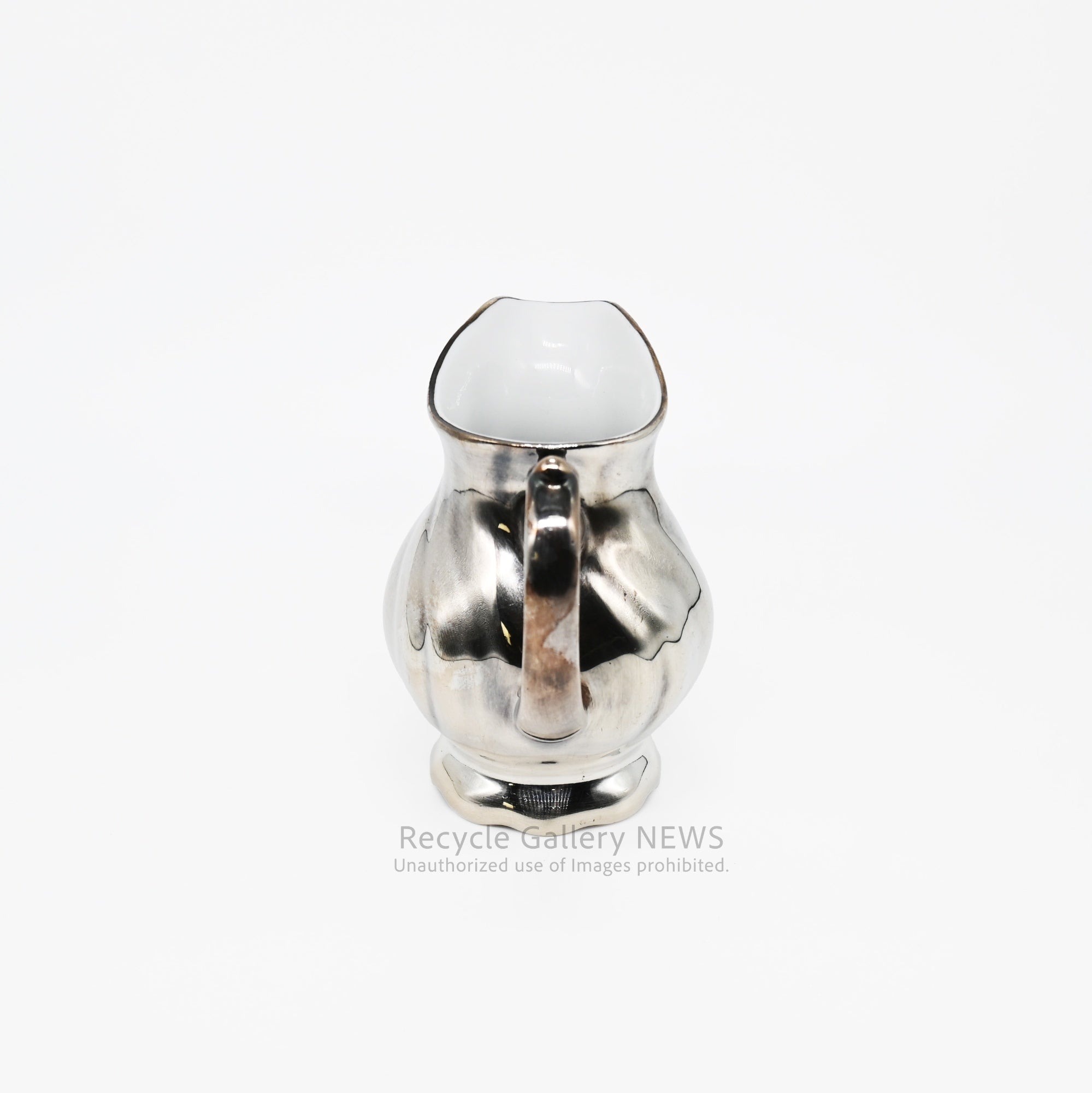 SILVER COATED PORCELAIN TEA POT  Antique German Silver Plated 3-Piece wmf / シルバープレートドイツアンティーク 三点セット ドイツ WMF社  銀メッキ