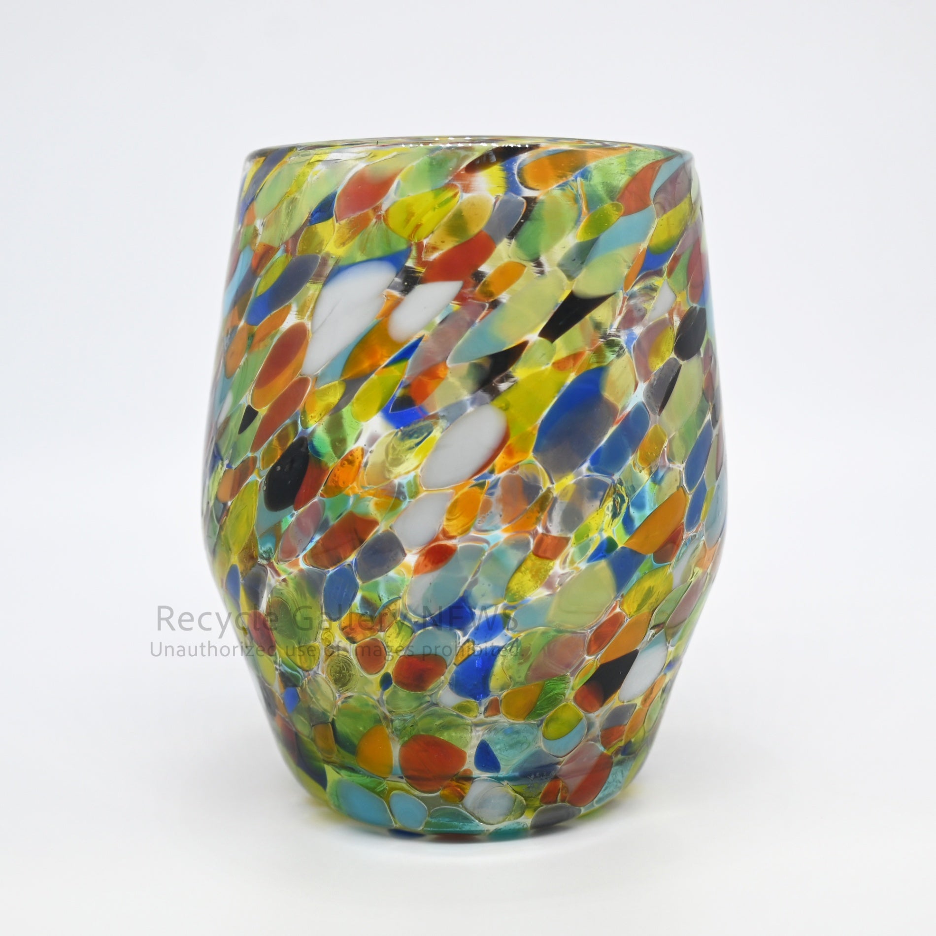 Colorful Fusion Confetti Glass Art Tumbler Mexican Style / コンフェッティ アートガラス フュージョンガラス タンブラー マルチカラー メキシカンガラス