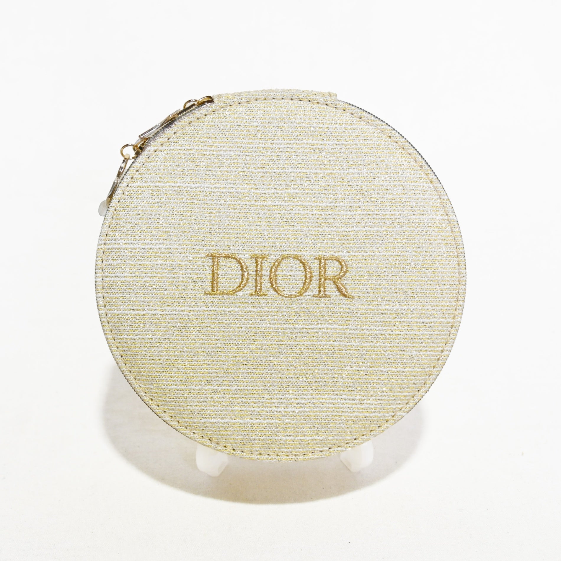 DIOR Novelty pouch 2024 Holiday Star motif Gold & White / ディオール 2024 ホリデーコレクション ノベルティ ポーチ 円形