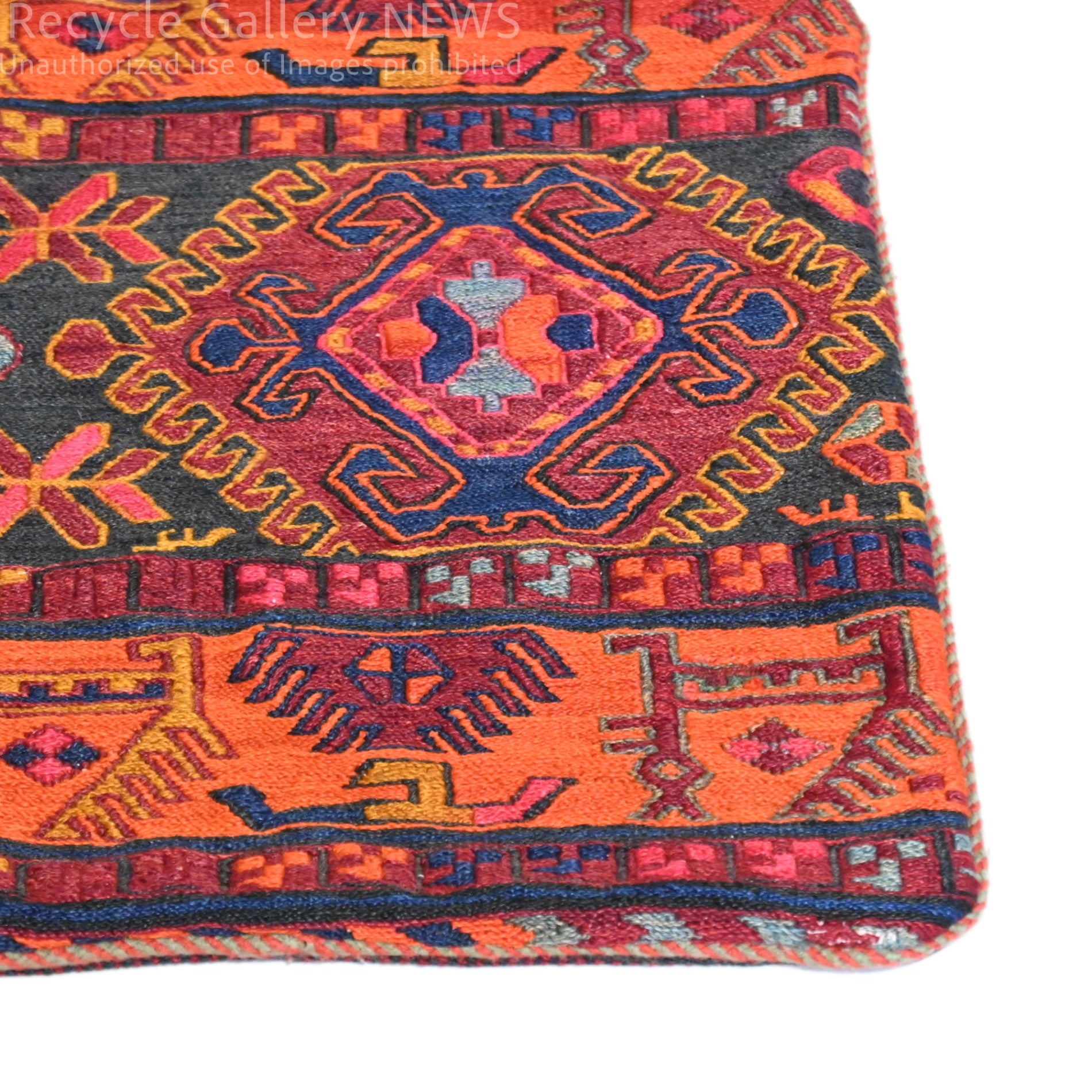 Old Kilim Cushion Cover [C] Bright Orange Middle east / オールドキリム クッションカバー 中東 伝統織 赤系 3種類 （C 蛍光オレンジ）