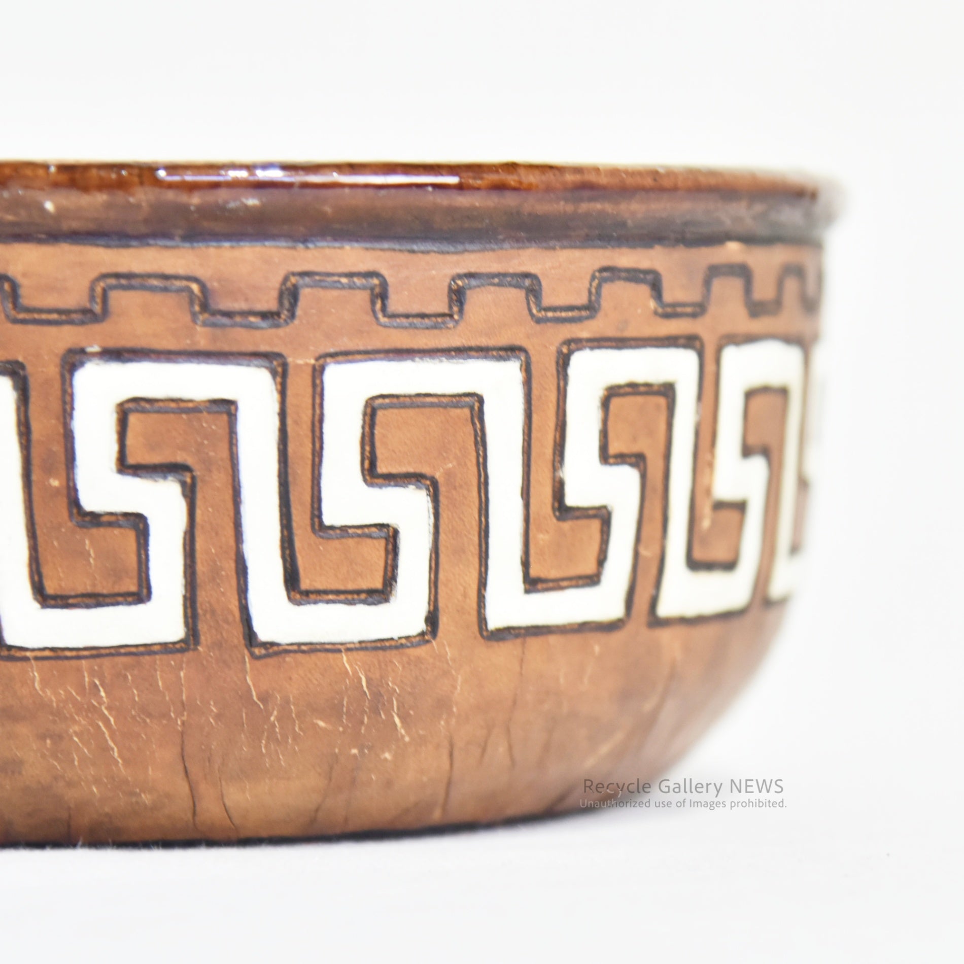 Leather cover Ceramic bowl Brazil Fork art Midcentury / 陶器 レザーカバー ボウル ブラジル製 フォークアート ミッドセンチュリー
