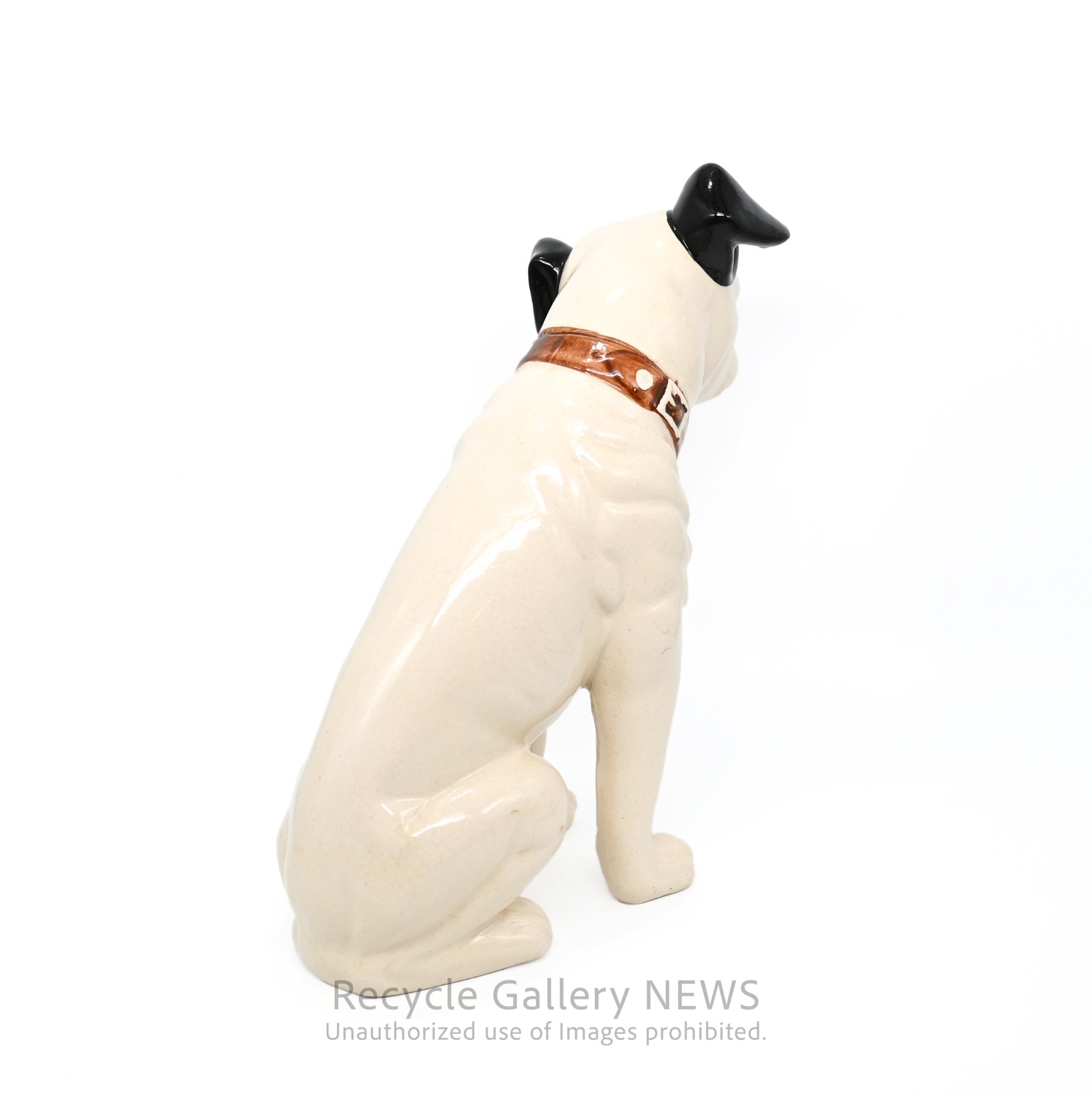 His Master's Voice "Nipper" Vintage Ceramic Dog Figurine Ornament Victor White /『主人の声』ビクター犬 ニッパー 陶器フィギュリン オブジェ 犬の置物 オーディオ レトロ 白