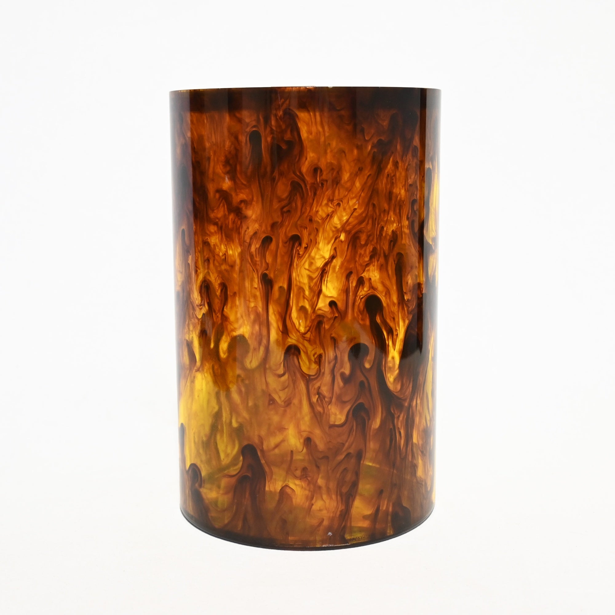 Tortoiseshell marble trash can Wastebasket Desk dustbin Cylindrical / 鼈甲風マーブル ゴミ箱 屑入れ デスク ダストボックス 筒型 卓上サイズ