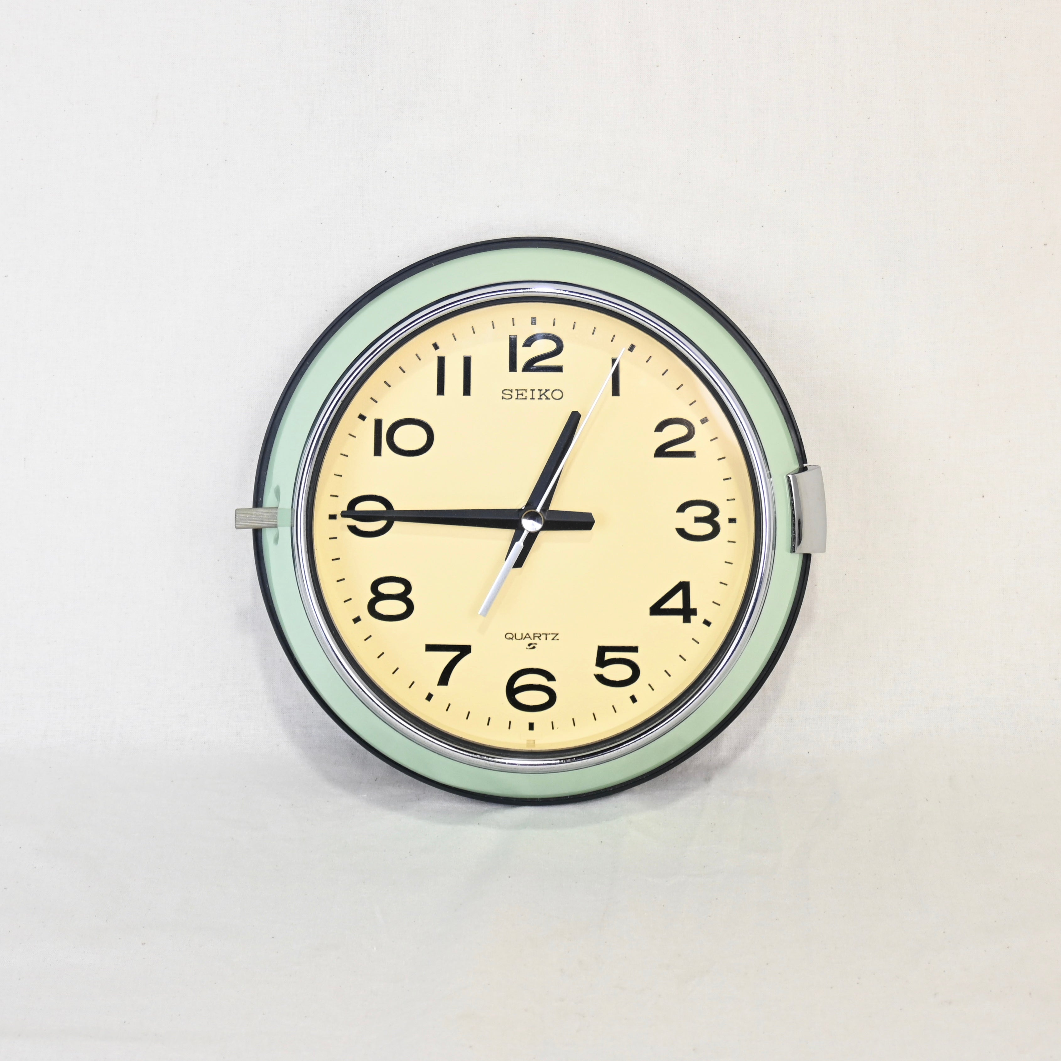 SEIKO Wall clock Bus clock KS474M Light green Retro modern / セイコー 掛け時計 バス時計 ライトグリーン レトロモダン