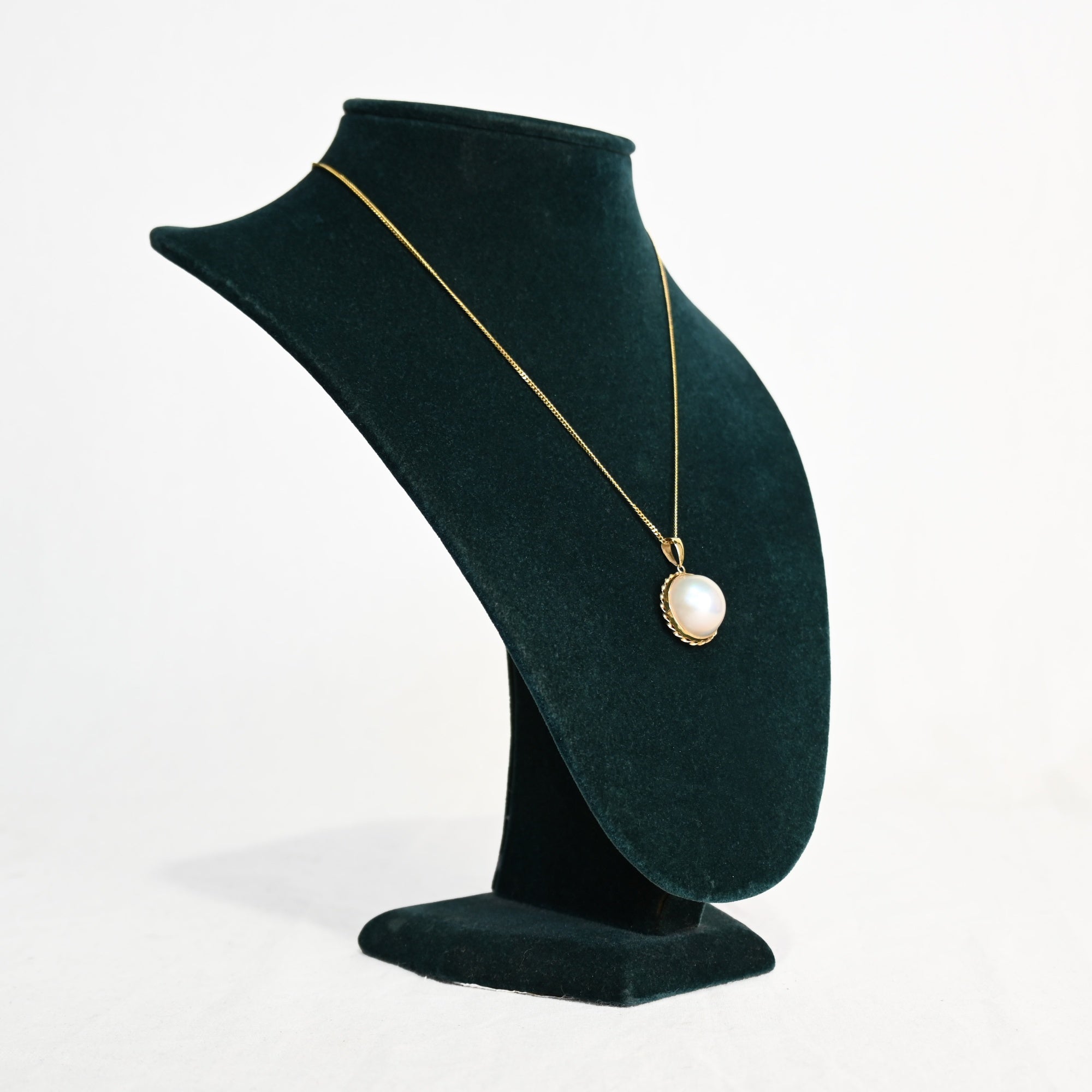 Half Pearl Pendant top & Necklace K18 Gold Antique Jewelry / ハーフパール ペンダントトップ＆ネックレス 18金 ゴールド アンティーク ジュエリー