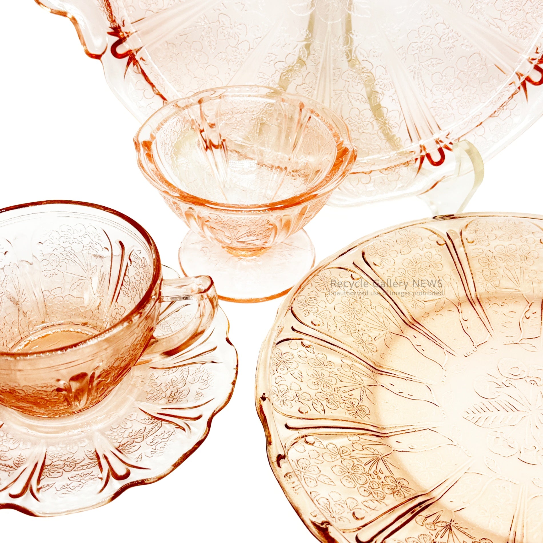 Jeannette Glass Co. Cherry Blossom BB plate U.S.A Vintage / ジャネットグラス ブレッド＆バタープレート ヴィンテージ 1930年代 ヴィンテージ