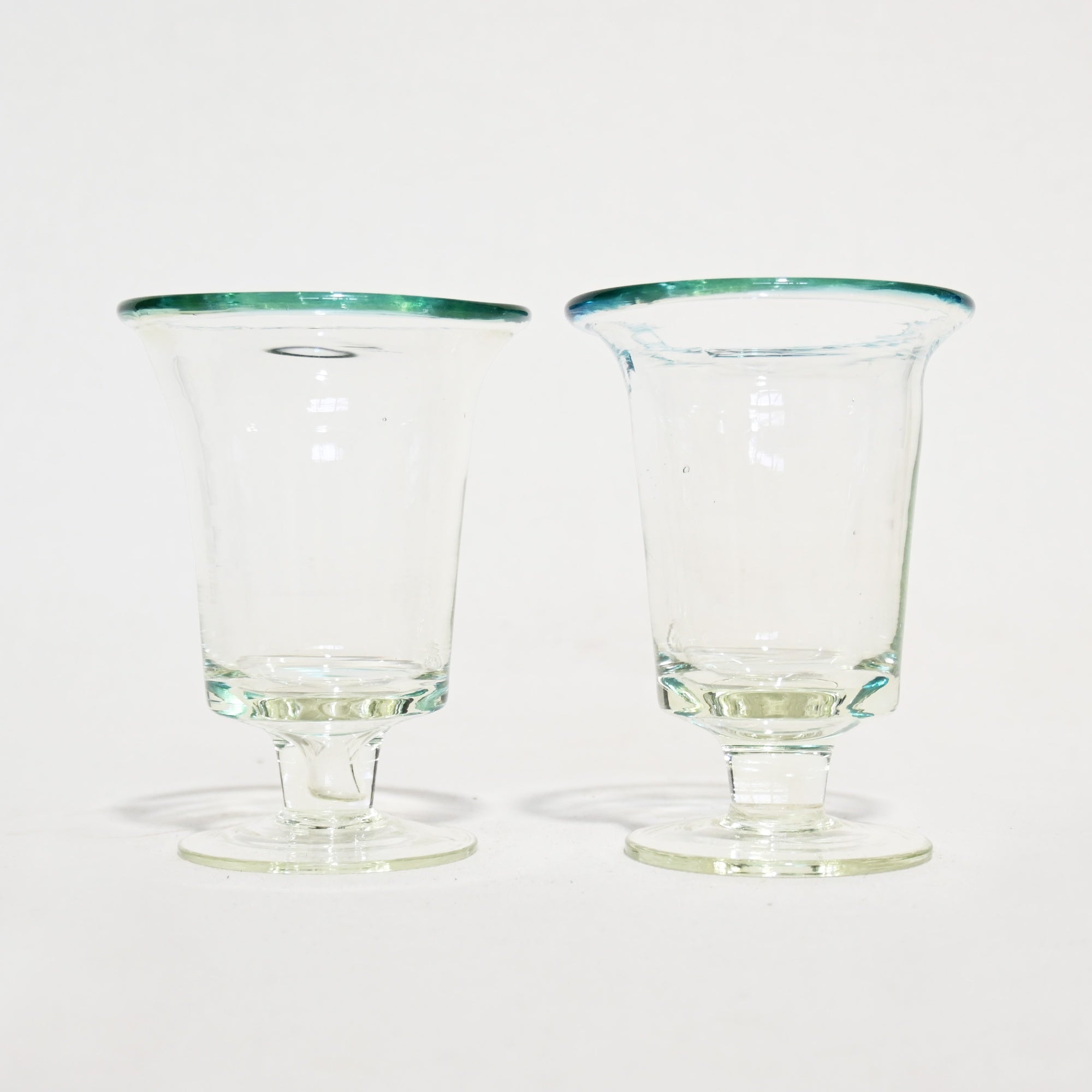 Vintage Japanese Blown glass Blue&Clear Ice Cup Parfait Glass / ヴィンテージ 和ガラス 吹きガラス 青＆透明 氷コップ パフェグラス