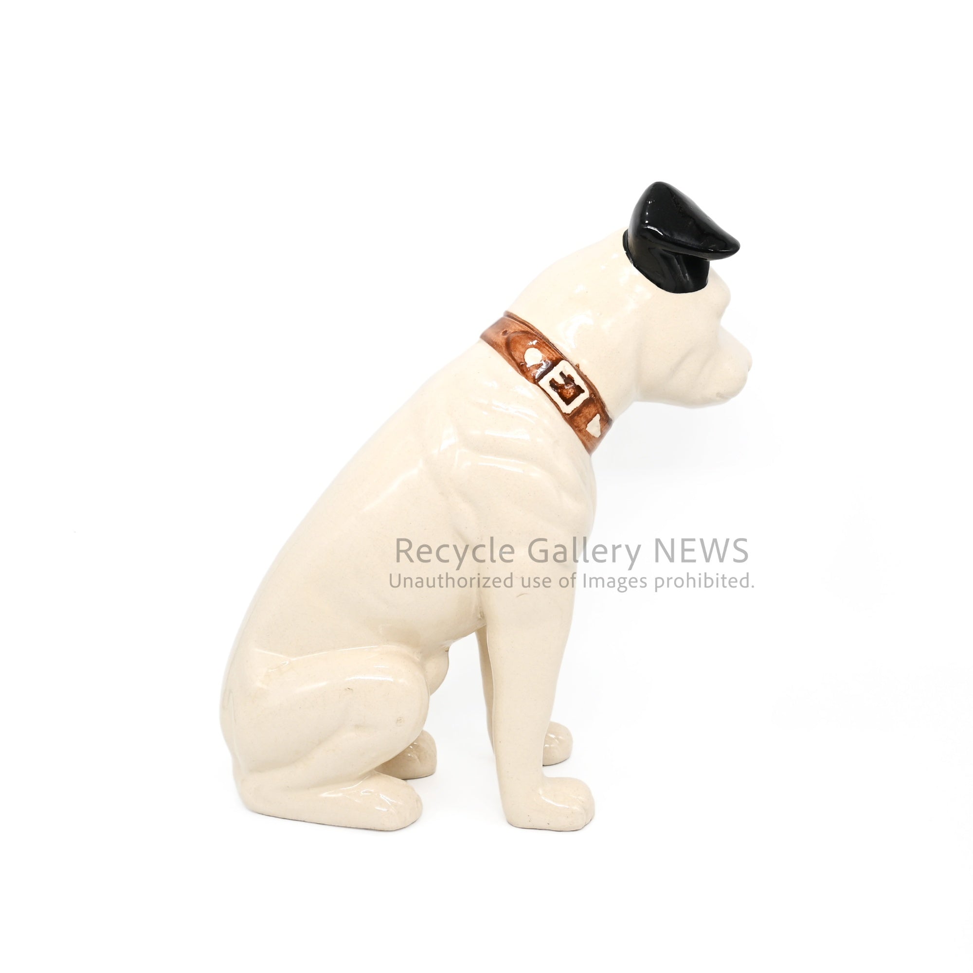 His Master's Voice "Nipper" Vintage Ceramic Dog Figurine Ornament Victor White /『主人の声』ビクター犬 ニッパー 陶器フィギュリン オブジェ 犬の置物 オーディオ レトロ 白