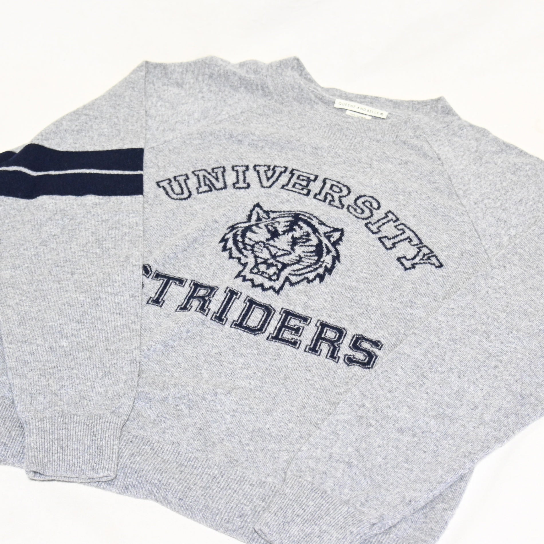 QUEEN and BELLE Striders TIGER Sweat / クイーンアンドベル ストライダーズタイガースウェット 総カシミヤセーター レディースMサイズ